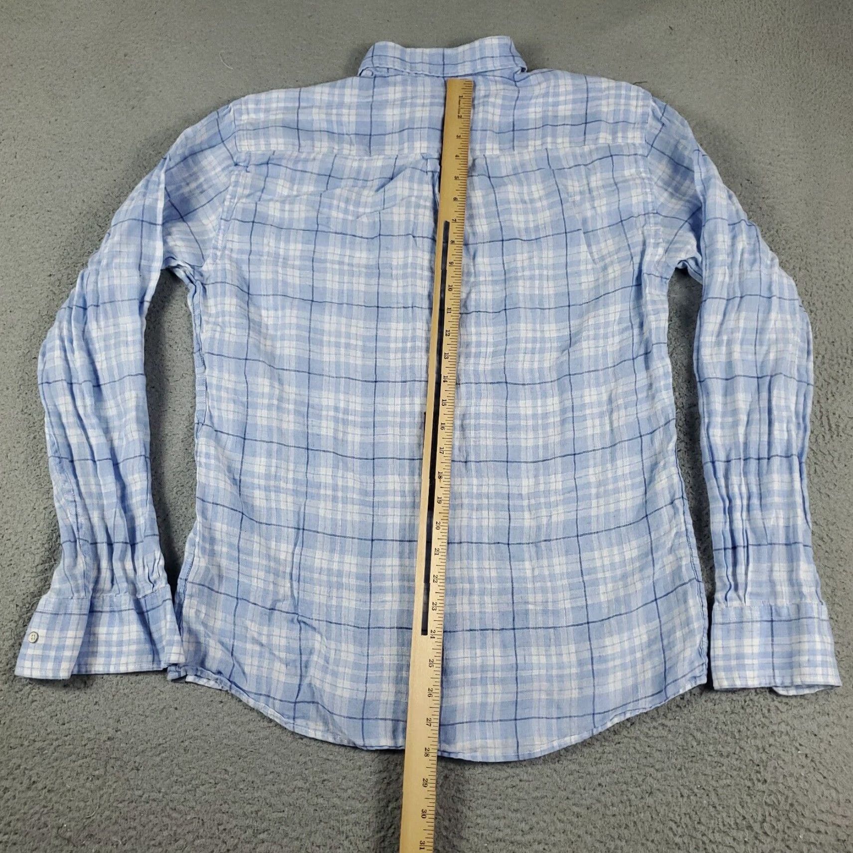 Peter Millar VINTAGE Peter Millar Shirt Men Medium Blue Plaid Linen Long Sleeve Button-Up Size US M / EU 48-50 / 2 - 3 Thumbnail