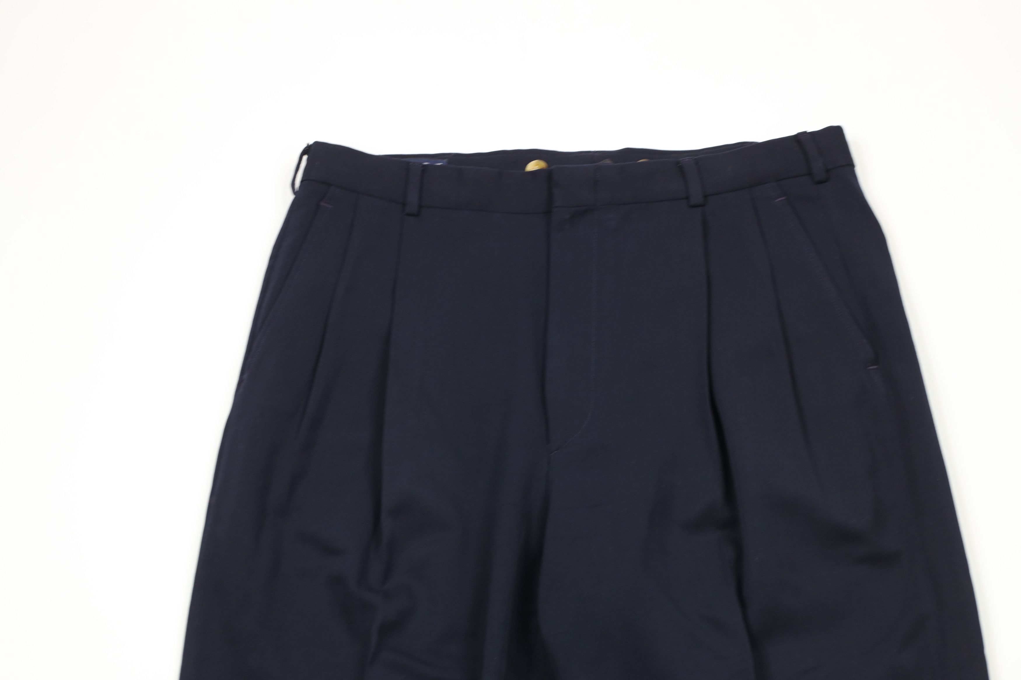 Lands' End × Vintage Vintage 90s Lands End Cuffed Wool Chino Pants Navy Blue USA Size US 36 / EU 52 - 2 Thumbnail