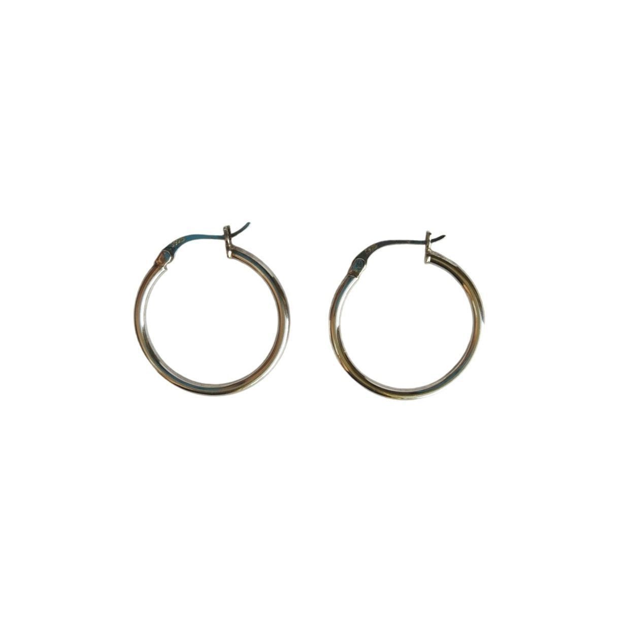 The Unbranded Brand Classic Hoop Earrings Smooth Sterling Silver Earrings 925 Size ONE SIZE - 1 Thumbnail