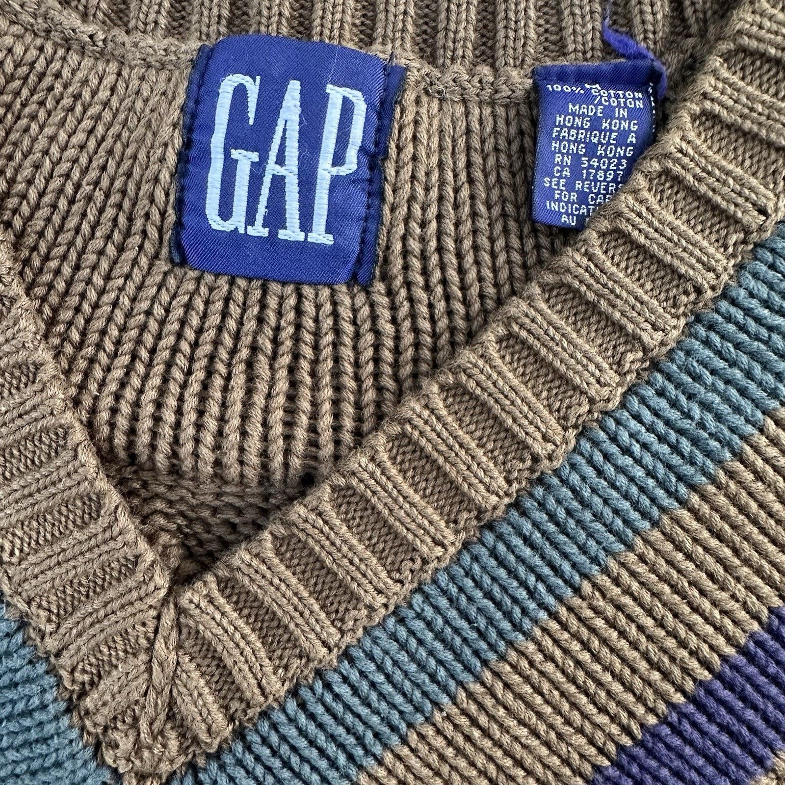 Gap × Vintage Vintage 90s Gap V-Neck Tennis Chunky Cable Knit Sweater Size US M / EU 48-50 / 2 - 3 Thumbnail