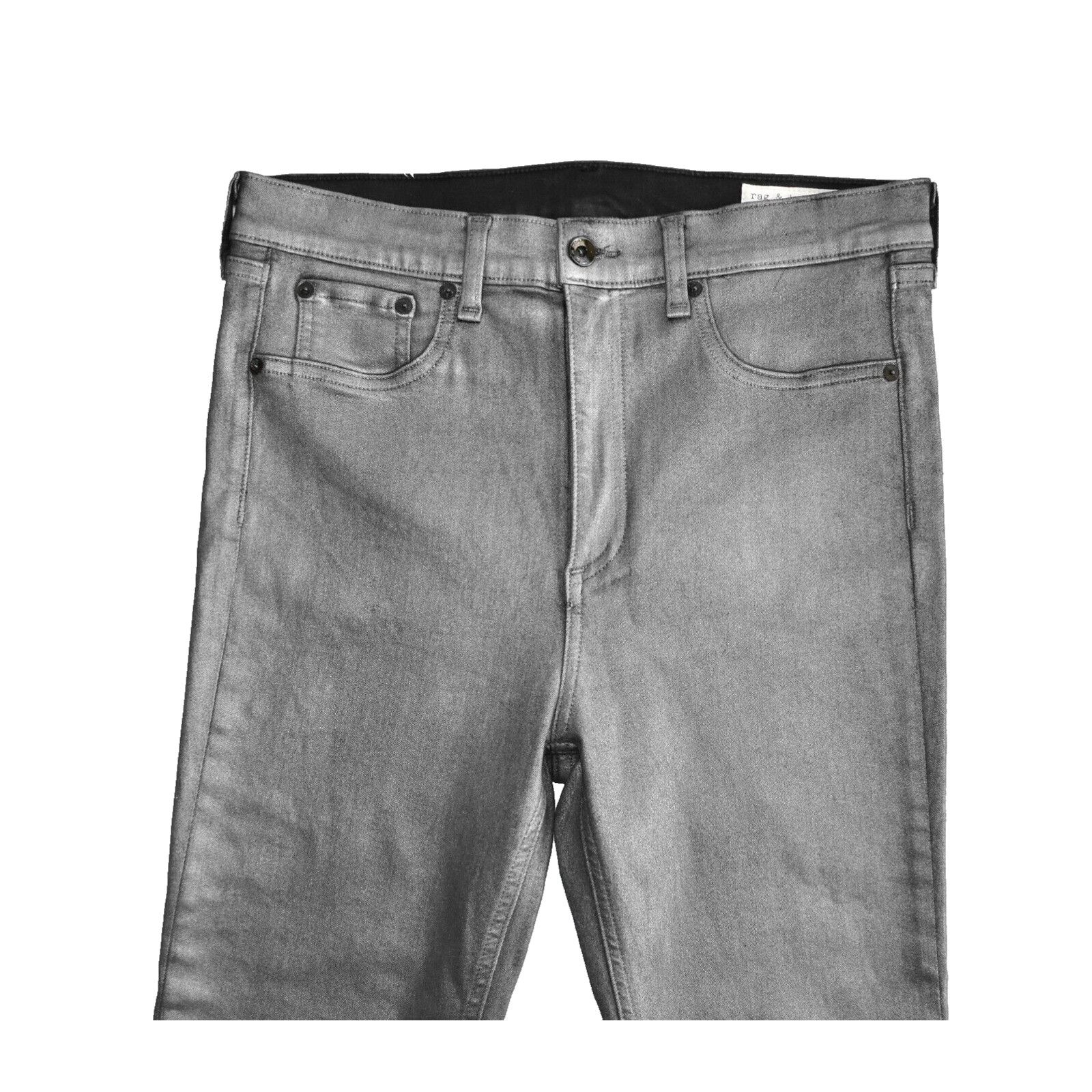 Rag & Bone RAG & BONE Stretch Gun Metal High Rise Skinny Jeans 32 $250 Size 32" / US 10 / IT 46 - 2 Thumbnail