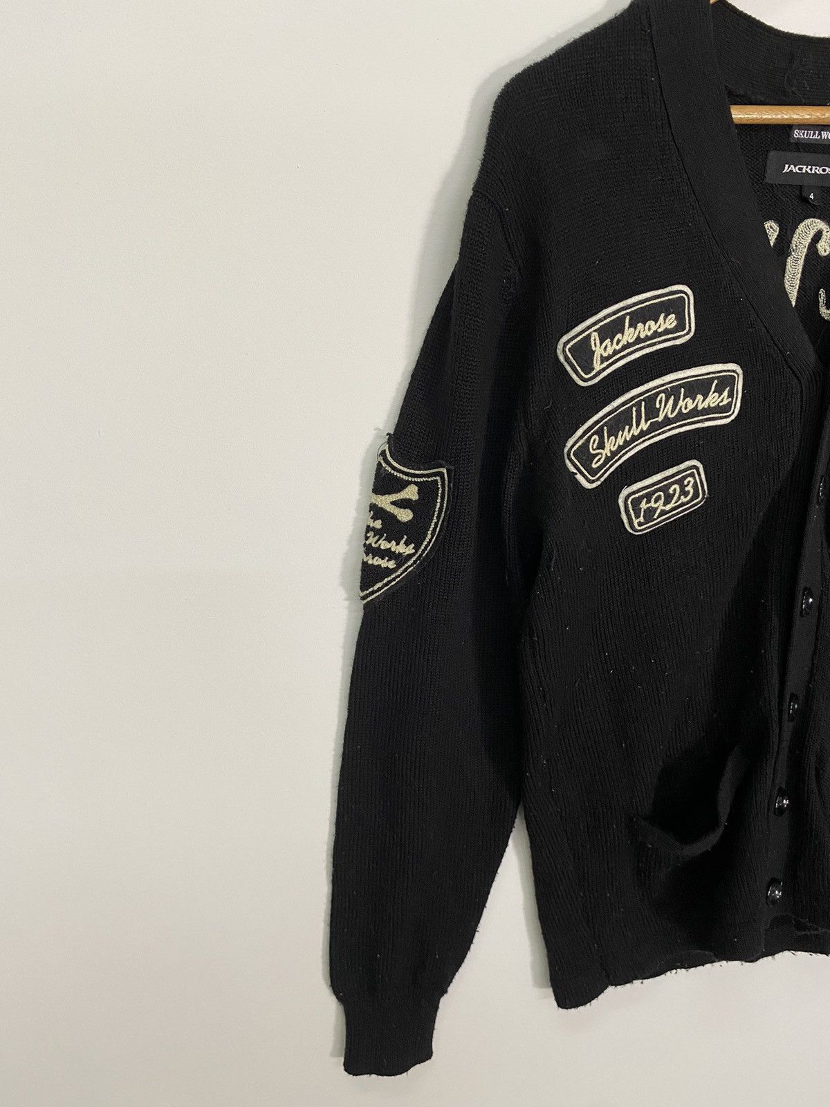Japanese Brand Skull Works Jackrose Knitwear Patches Cardigan Size US S / EU 44-46 / 1 - 3 Thumbnail