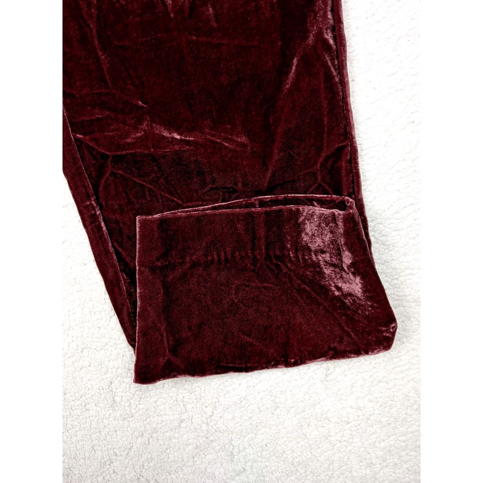 Madewell Madewell Womens XS 26x27 Elastic Waist Burgundy Velvet Velour Pants Pleated Size 26" / US 2 / IT 38 - 5 Thumbnail