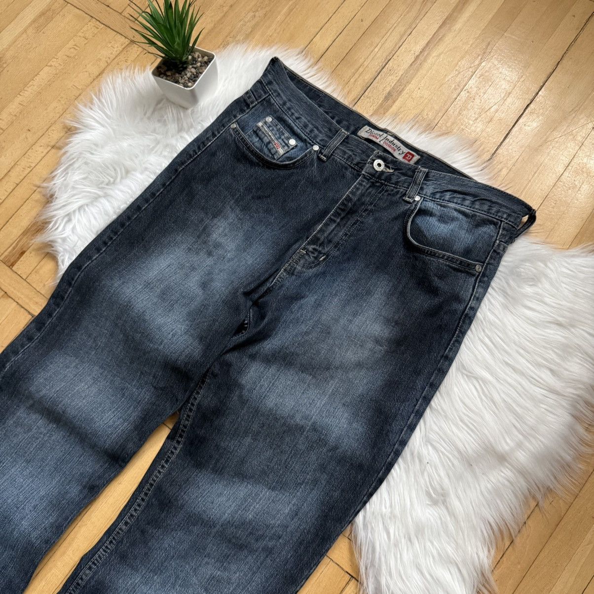 Diesel 📌 Vintage DIESEL Y2K Straight Relaxed Crazy Denim Jeans Size US 34 / EU 50 - 9 Thumbnail