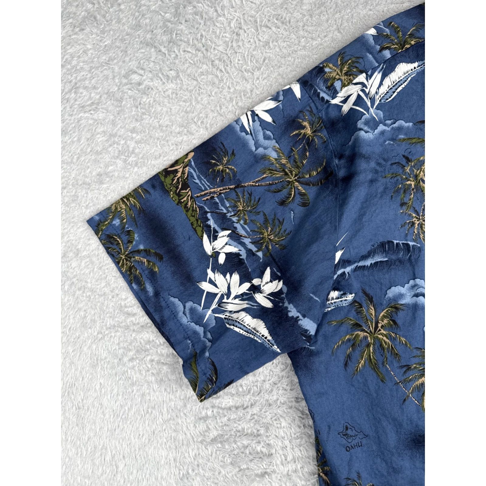 Vintage Palmwave Shirt Palmwave Blue Floral 100% Cotton Short Sleeve Button-Up | 2XL Mens Adult Hawaiian Pattern Classic? Size US XXL / EU 58 / 5 - 3 Thumbnail