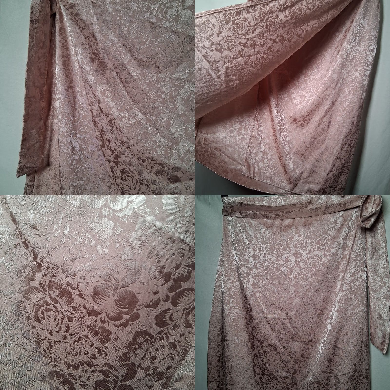 Vintage VINTAGE Flounce London Skirt Wrap Long Satin Pink Peony 18 Women's Boho Cottagecore Floral Tie Adjustable Waist Size 40" / US 18 - 8 Thumbnail
