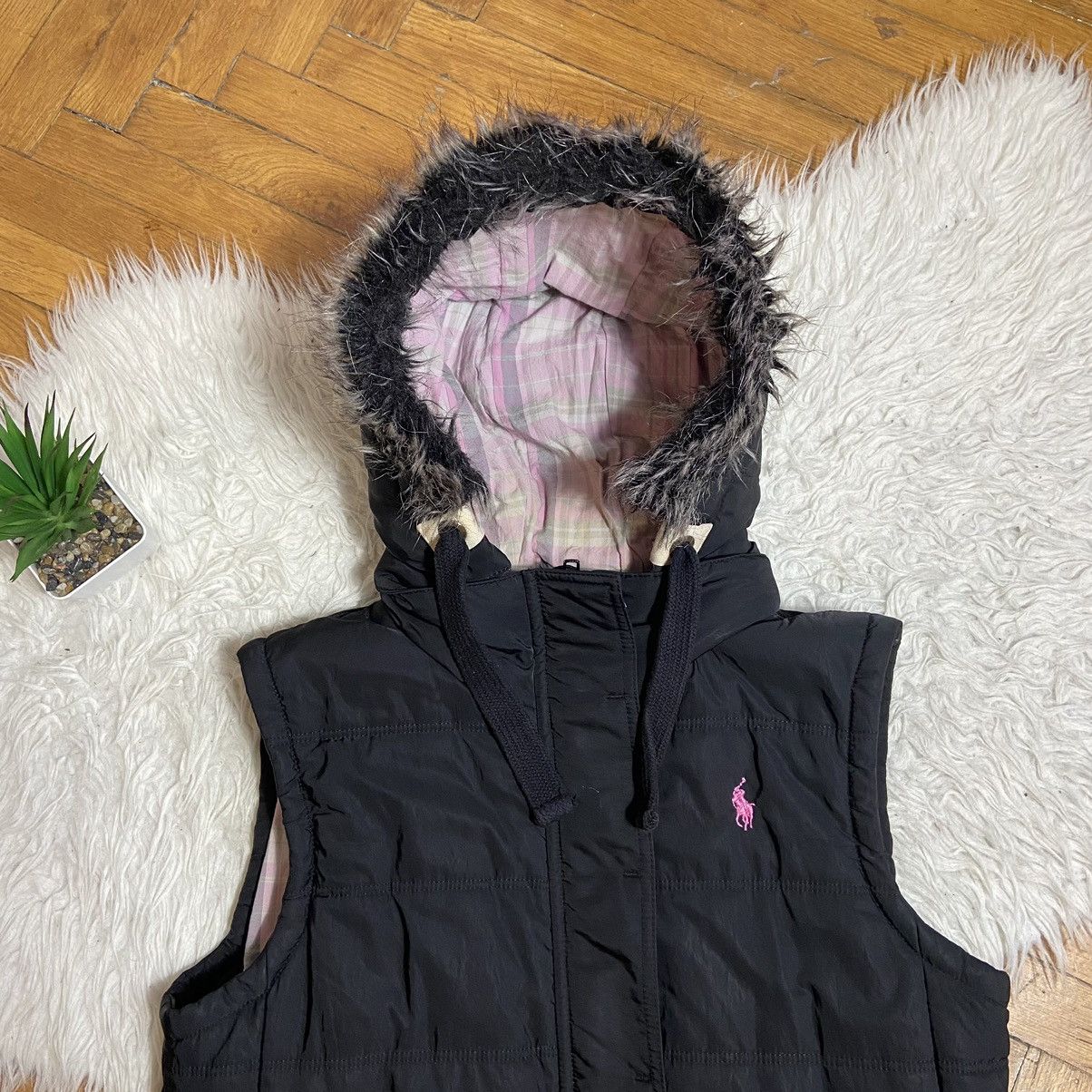 Ralph Lauren 📌 Vintage Polo Ralph Lauren Vest Fur Hooded Size XL / US 12-14 / IT 48-50 - 3 Thumbnail
