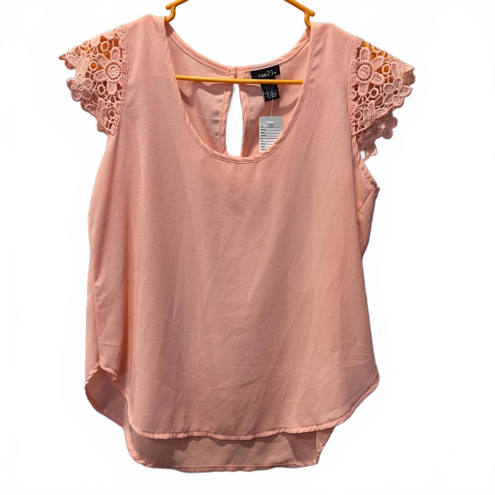 rue21 rue21 Women's Orange Lace Sleeve Top, Size Large Size L / US 10 / IT 46 - 1 Thumbnail