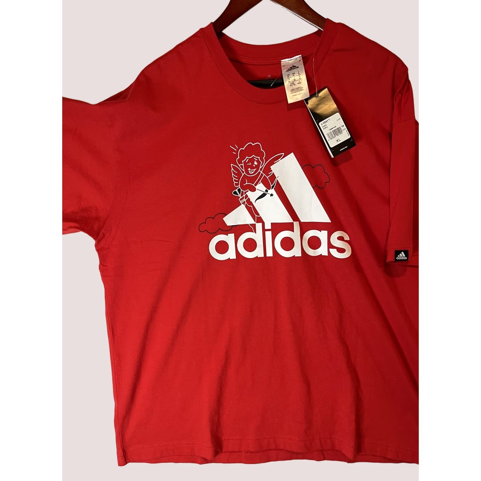 Adidas Adidas Shirt Mens XL Red Cupid Valentines Day GL3487 Graphic Tee Size US XL / EU 56 / 4 - 1 Thumbnail