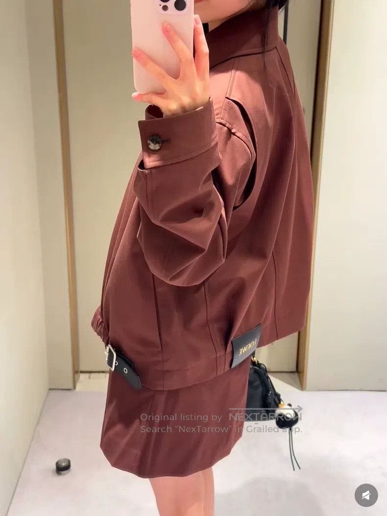 Loewe Loewe 25 Year Show Model Brown Short Coat and Skirt Set Size 4XL / US 24-26 - 6 Thumbnail