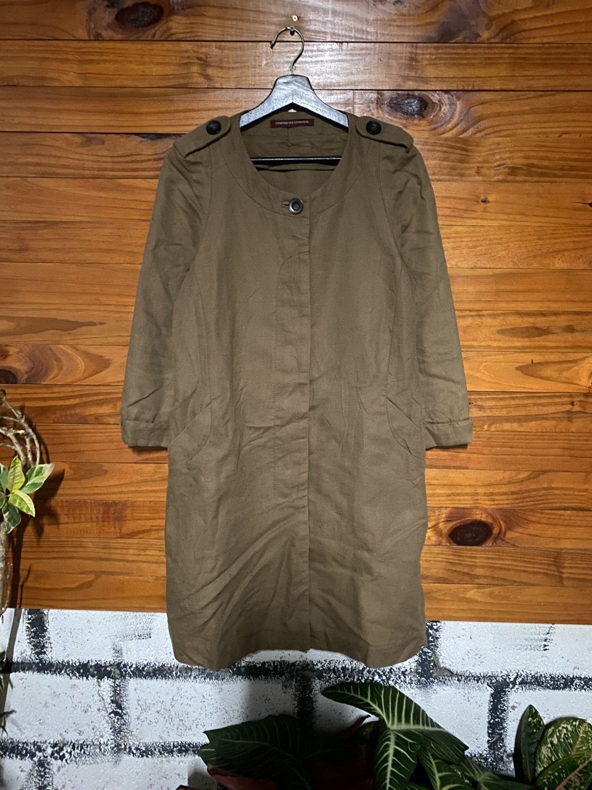 Vintage Comptoir des Cotonniers Khaki Cotton Linen French Workwear Size M / US 6-8 / IT 42-44 - 3 Thumbnail