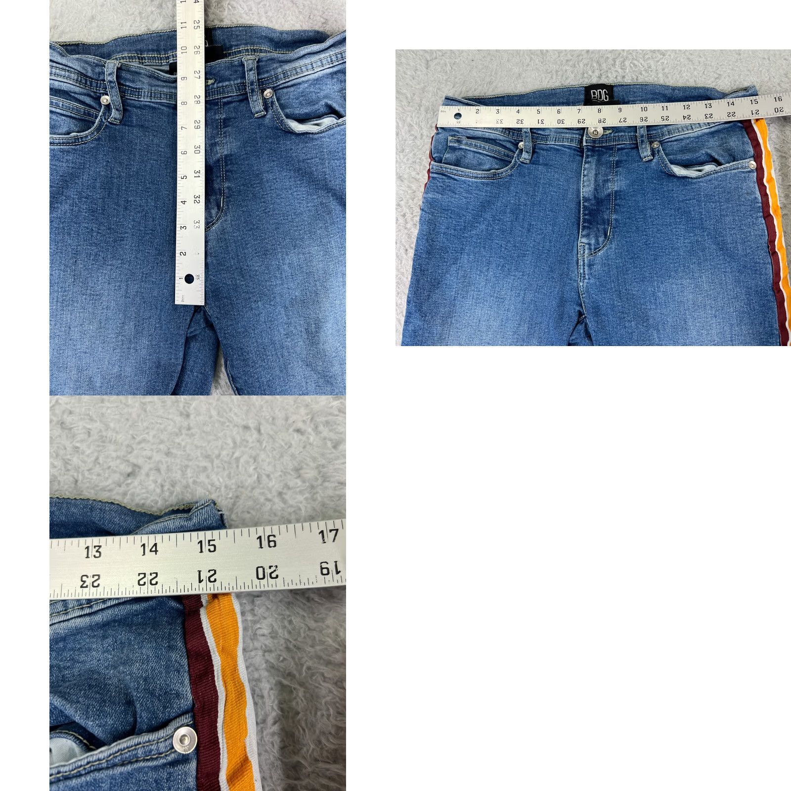 Bdg BDG Jeans Women 26 Blue Dark Wash Denim Flare Mid Rise 23x24 Cotton Blend 5-Pocket Zipper Distressed Stretch Jeans Mens Womens Boys Girls Size 26" / US 2 / IT 38 - 9 Thumbnail