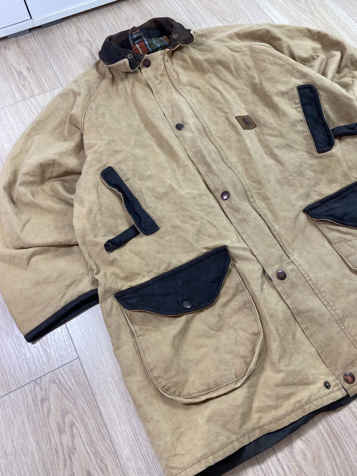 Carhartt × Japanese Brand × Vintage Vintage J97 Grey Detroit Carhartt Jacket Rare Leather pocket Size US XXL / EU 58 / 5 - 3 Thumbnail