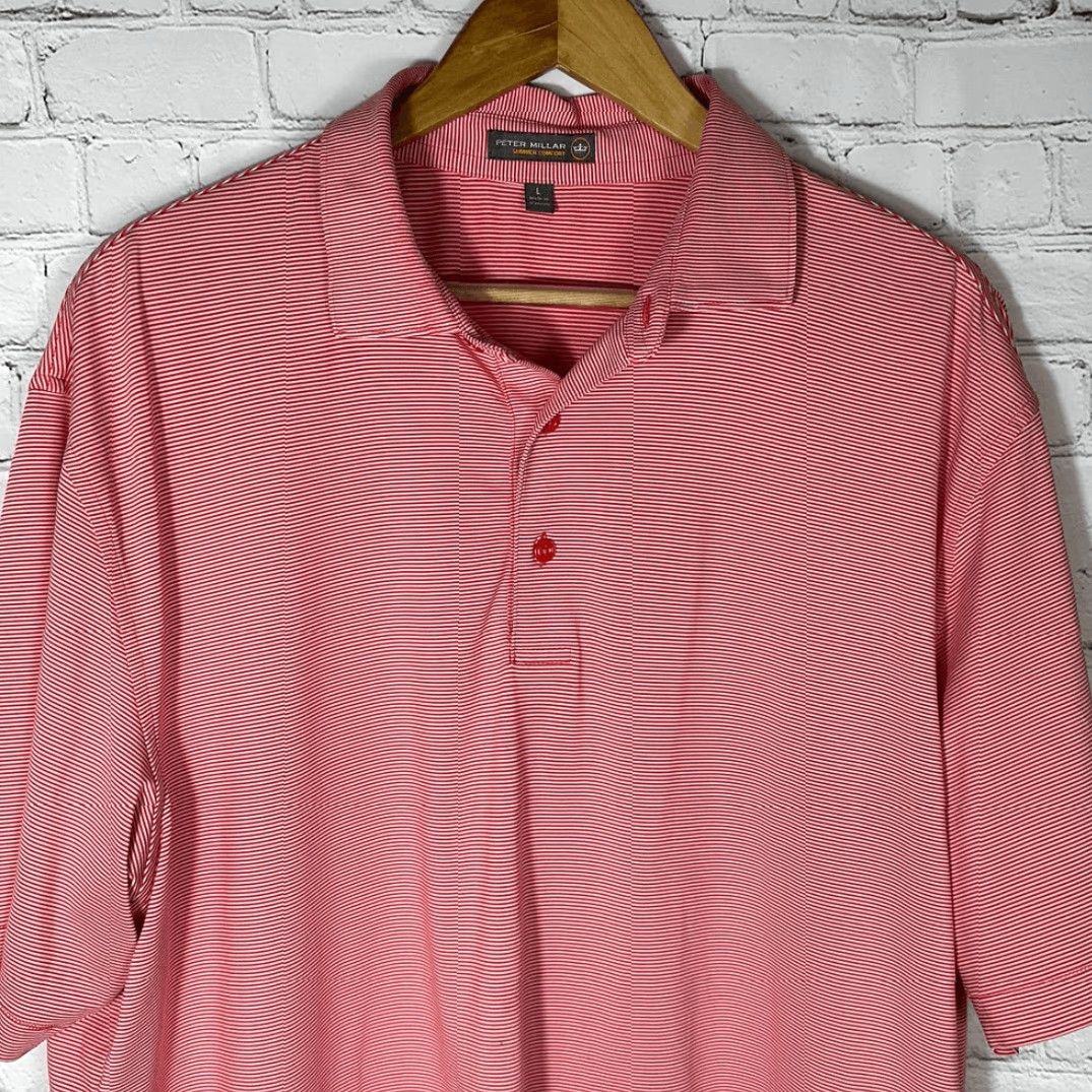 Peter Millar Peter Millar Summer Comfort Sean Polo Shirt Mens L Red Stripe Stretch Jersey Size US L / EU 52-54 / 3 - 2 Thumbnail