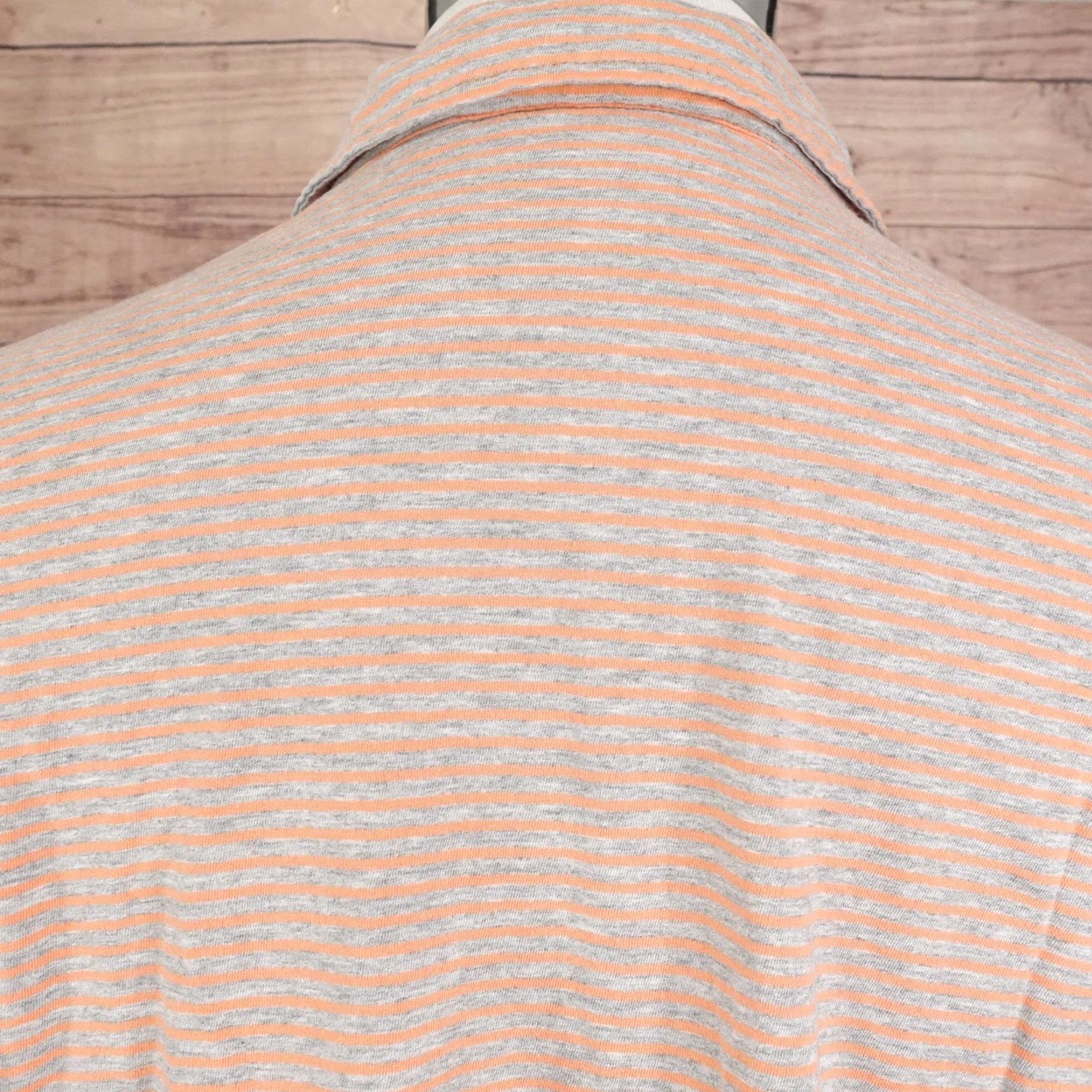 Michael Kors Michael Kors Polo Shirt Mens Large Orange Gray Striped Short Sleeve Cotton Size US L / EU 52-54 / 3 - 5 Thumbnail