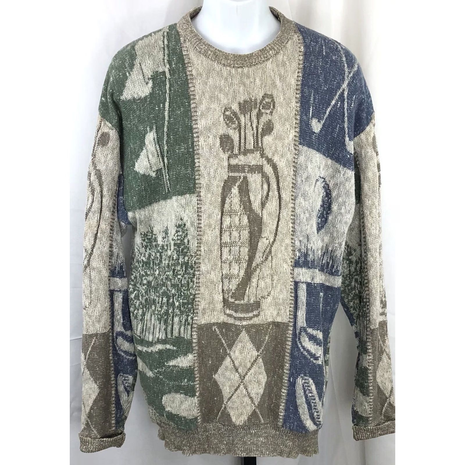 Vintage Vintage Carmel Golf Crewneck Sweater L Gray Blue Long Sleeve Preppy country Club Size US L / EU 52-54 / 3 - 2 Thumbnail