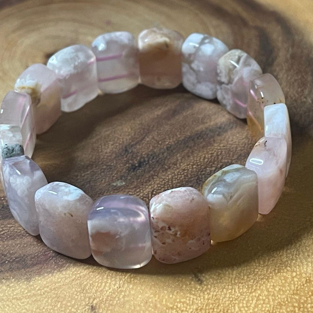 Other Pink flower agate soft bangle bracelet beaded beads new handmade .75” High beads 7.5” Size ONE SIZE - 6 Thumbnail