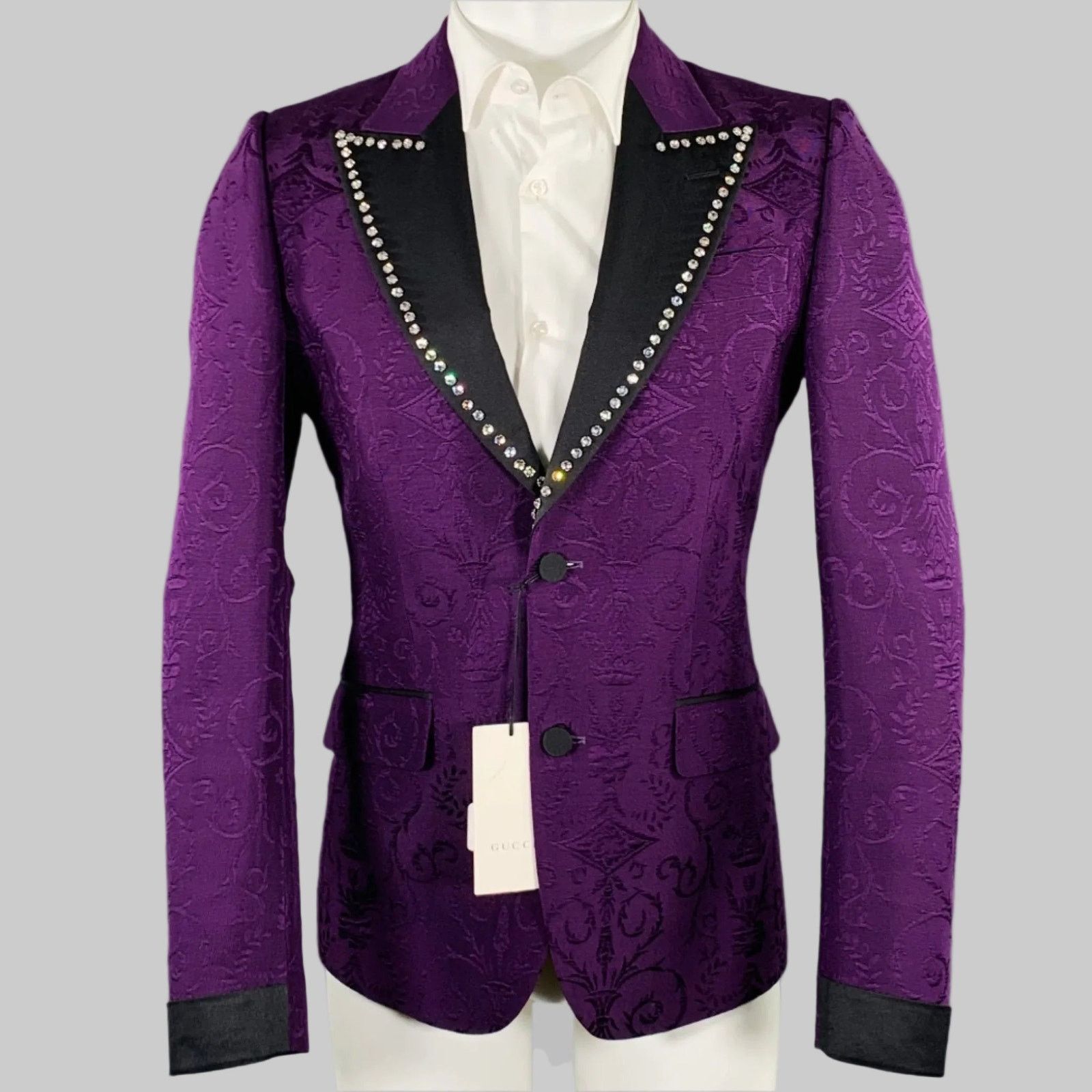 Gucci Size 36 Purple Black Jacquard Wool Silk Sport Coat Size 36R - 1 Thumbnail