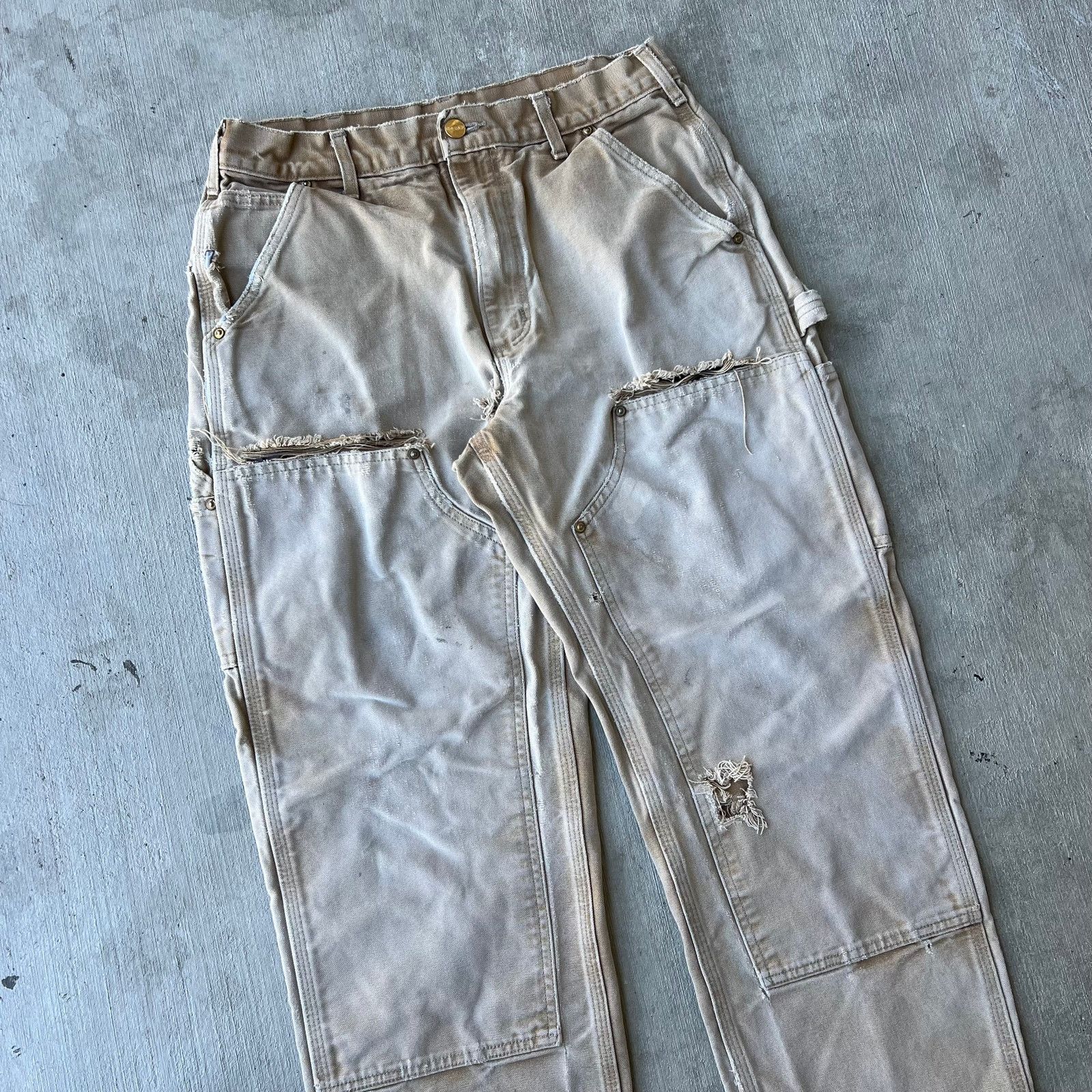 Carhartt × Vintage Carhartt faded brown double knee work wear carpenter pants Size US 29 - 2 Thumbnail