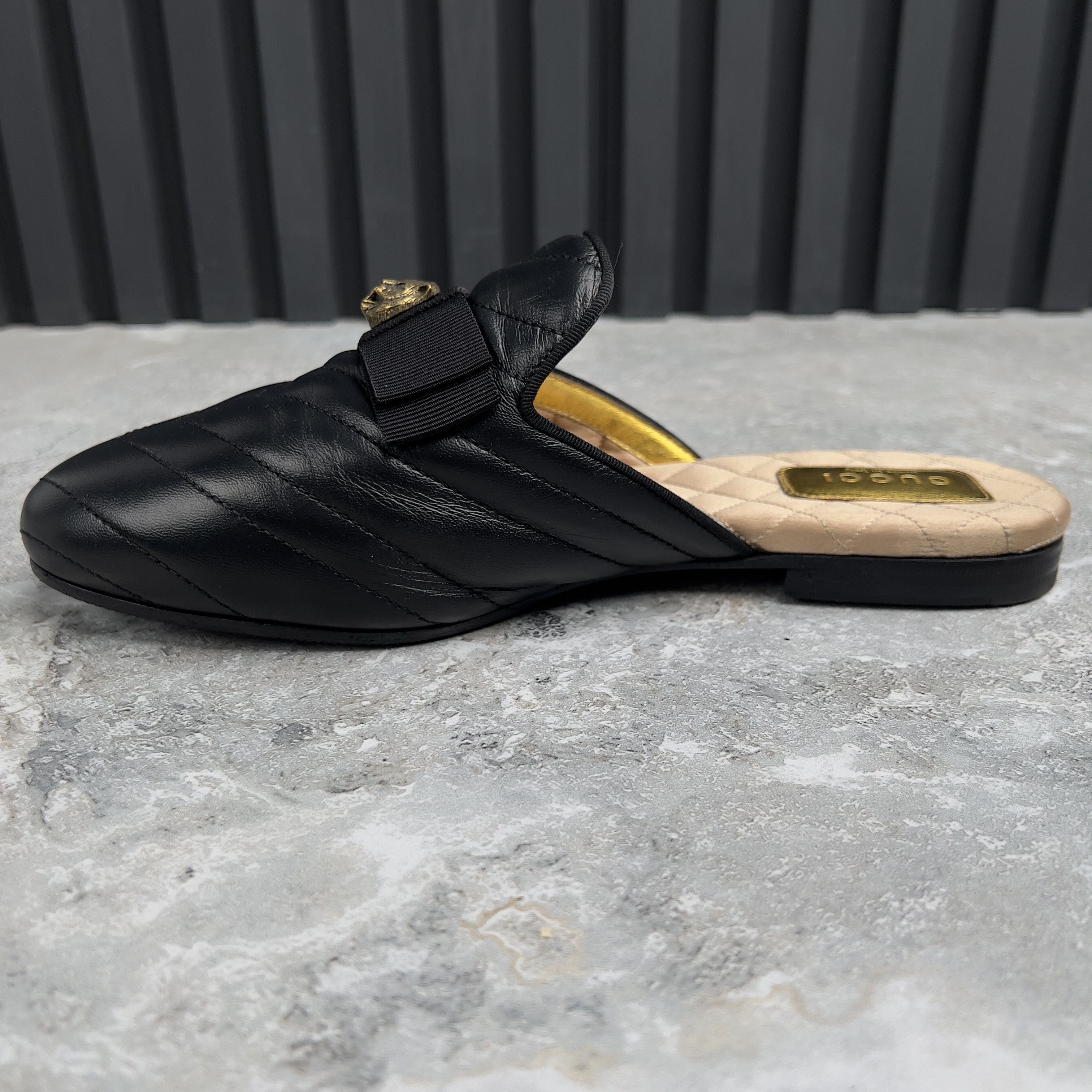 Gucci Matelassé Tiger Head Flat Mules Leather 36.5 EUR Size US 6.5 / IT 36.5 - 6 Thumbnail