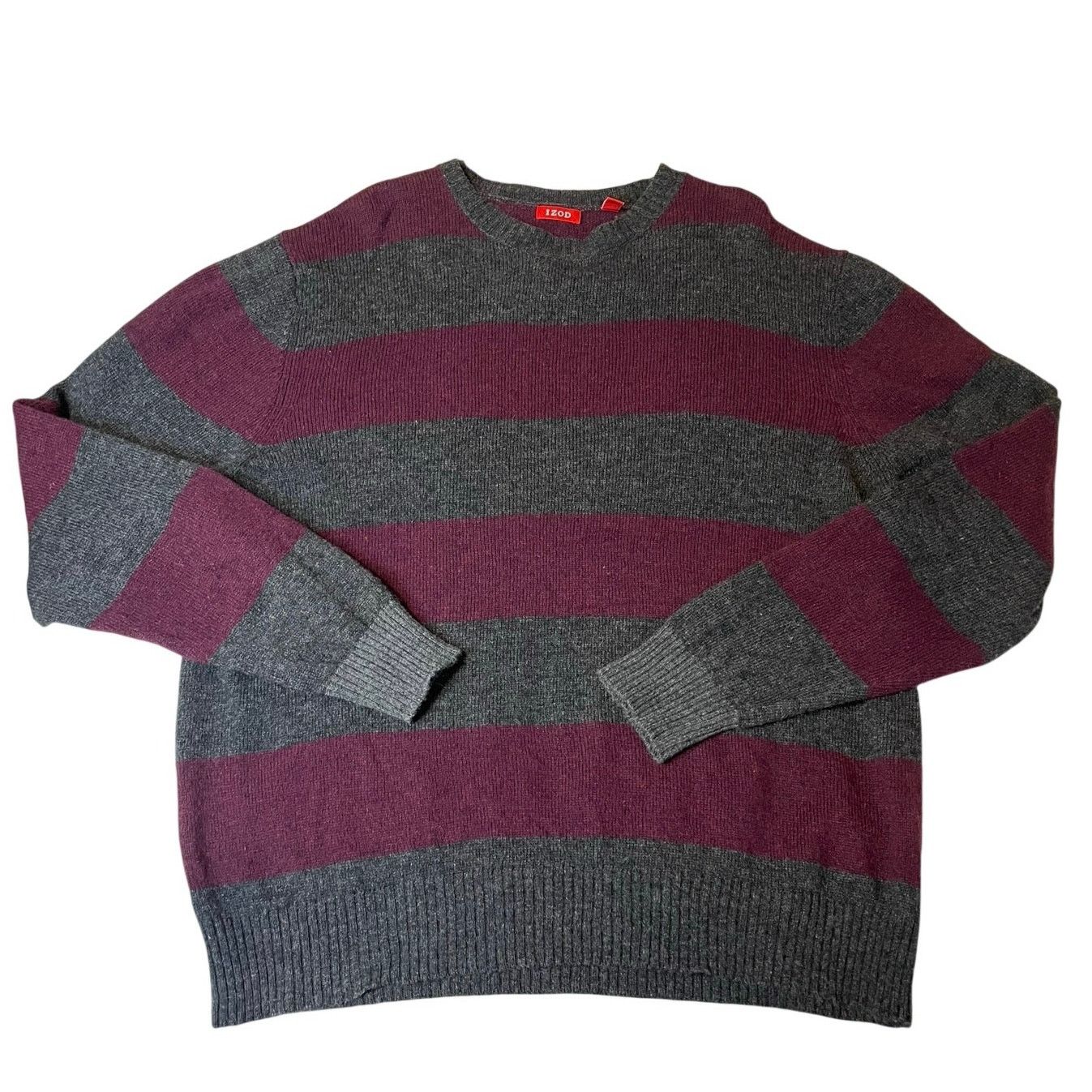 Izod IZOD Wool Blend Grey Purple Striped Crew Neck Sweater XXL Size US XXL / EU 58 / 5 - 1 Thumbnail