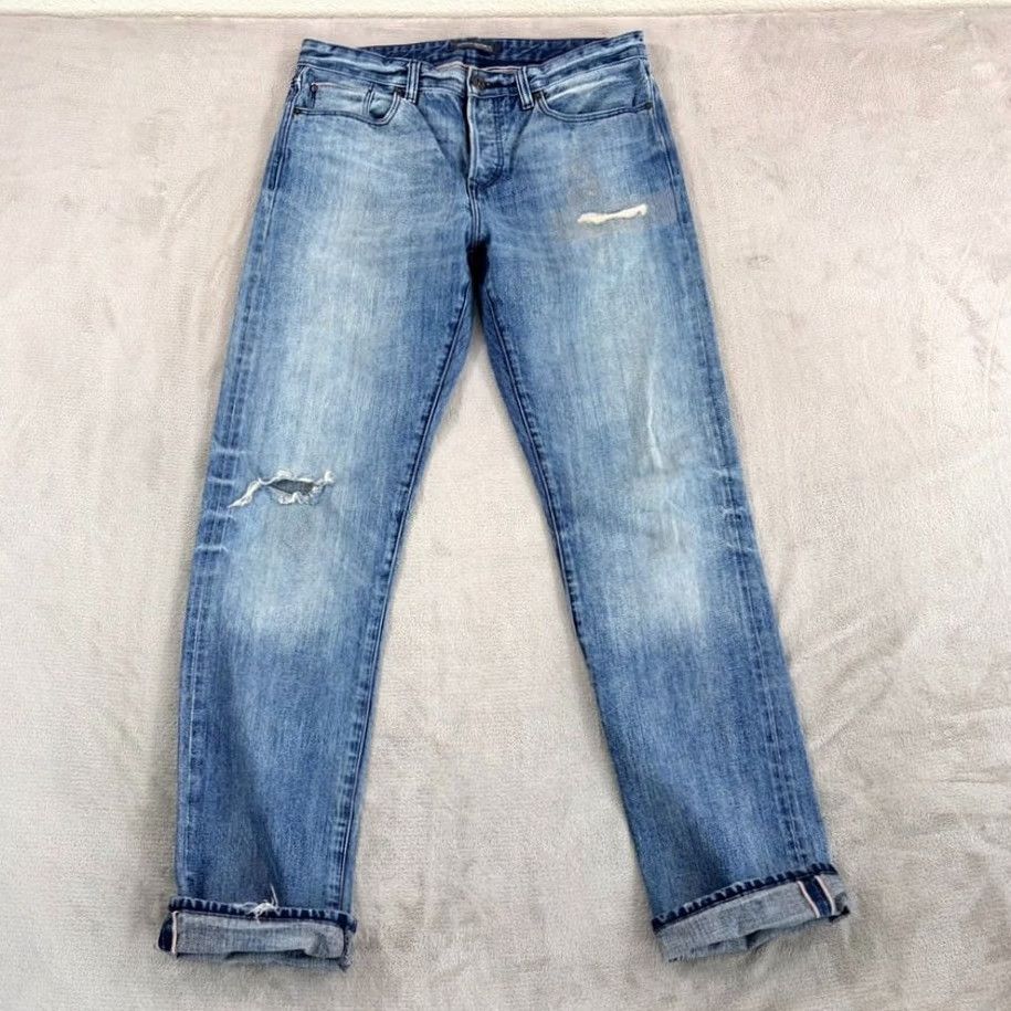 Banana Republic Banana Republic Premium Patchwork Distressed Selvedge Jeans Blue Men 34x34 Slim Mid Rise 5-Pocket Denim Slimming Casual Cowboy Style Shirts? Size US 33 - 2 Thumbnail