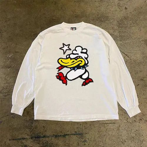 Other White casual retro cartoon duck print long sleeve t-shirt Size US L / EU 52-54 / 3 - 5 Thumbnail