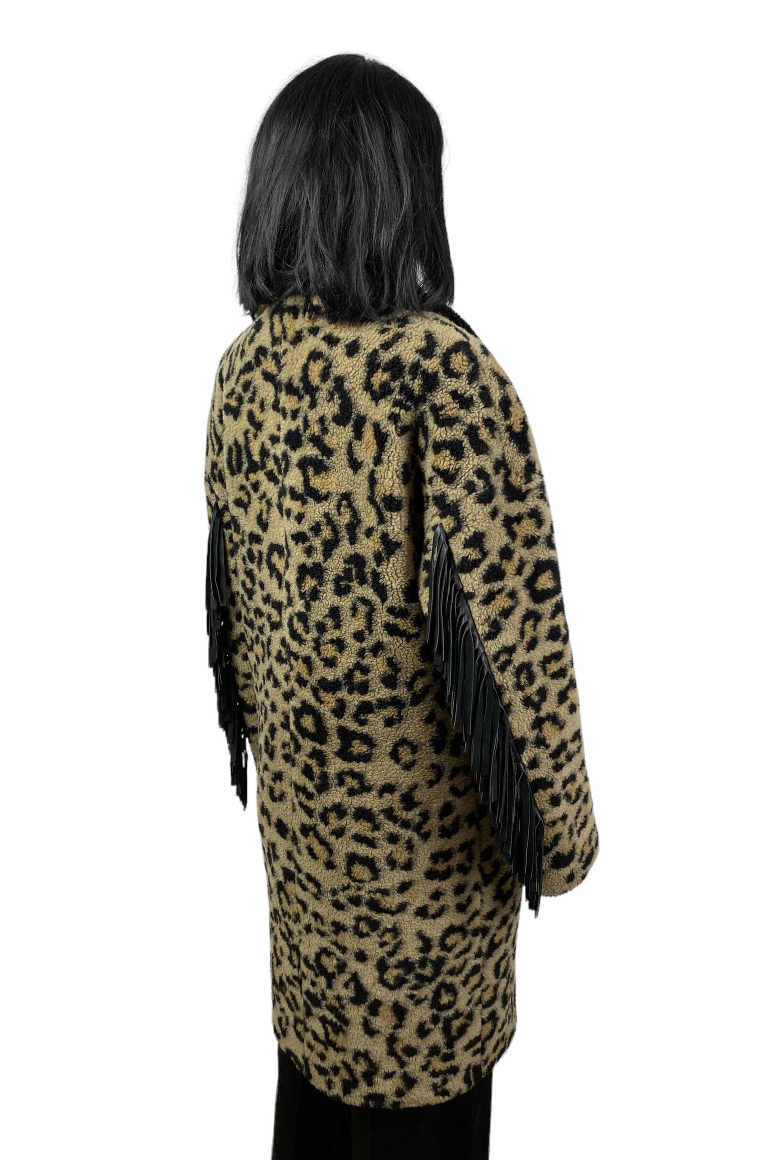 Designer Delcorso Luxury Leopard Printed Coat Leather Fringed size 42 Size M / US 6-8 / IT 42-44 - 10 Thumbnail