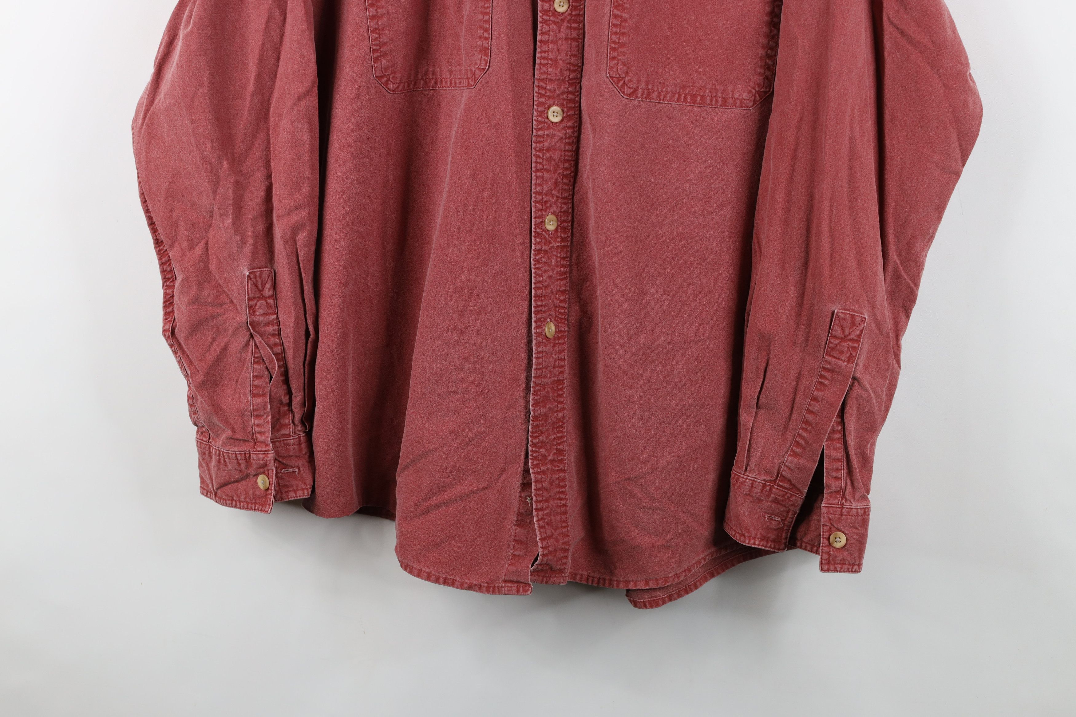 L.L. Bean Vintage 90s LL Bean Collared Button Shirt Red Cotton Size US XXL / EU 58 / 5 - 3 Thumbnail
