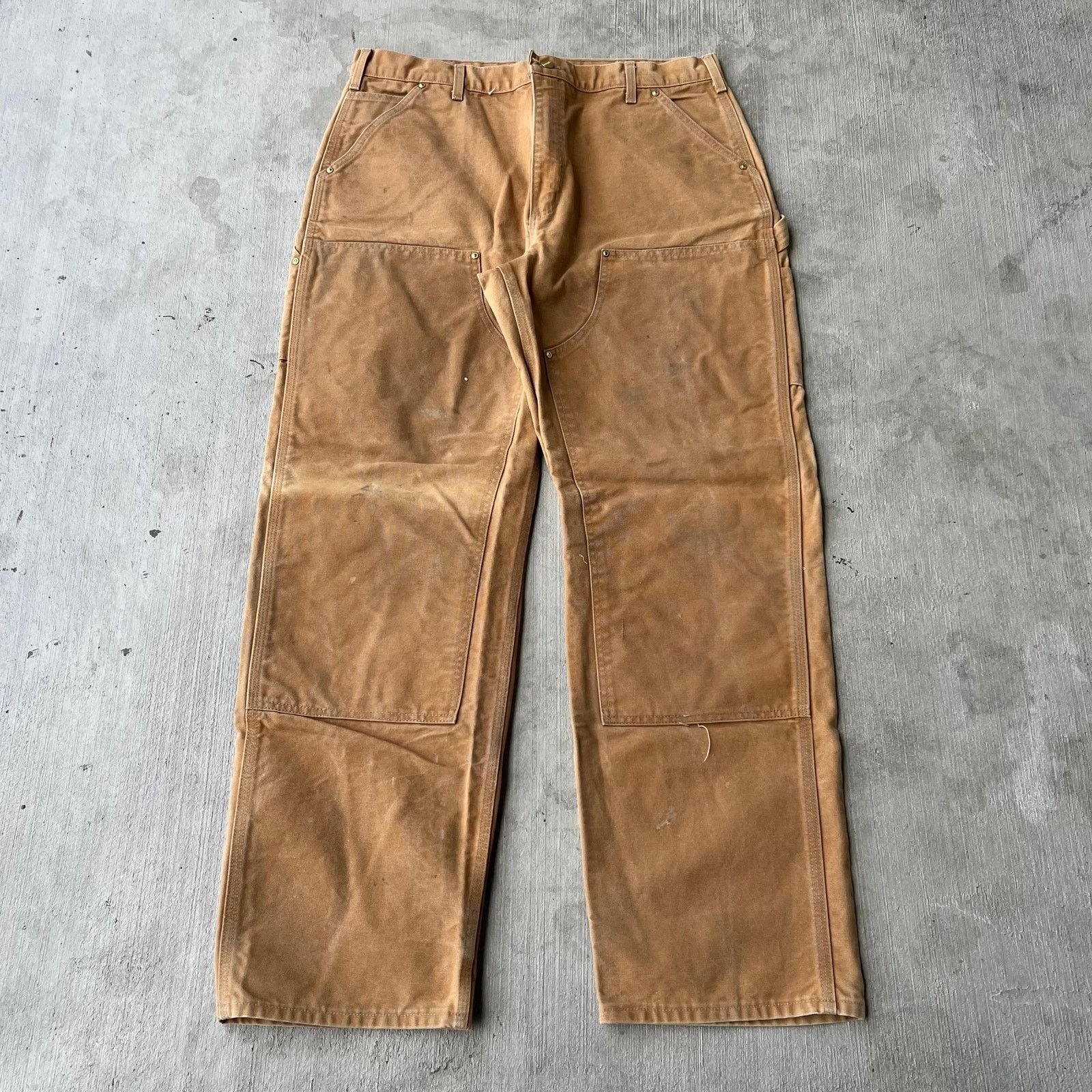 Carhartt × Vintage Carhartt brown faded double knee work wear carpenter pants Size US 36 / EU 52 - 1 Thumbnail