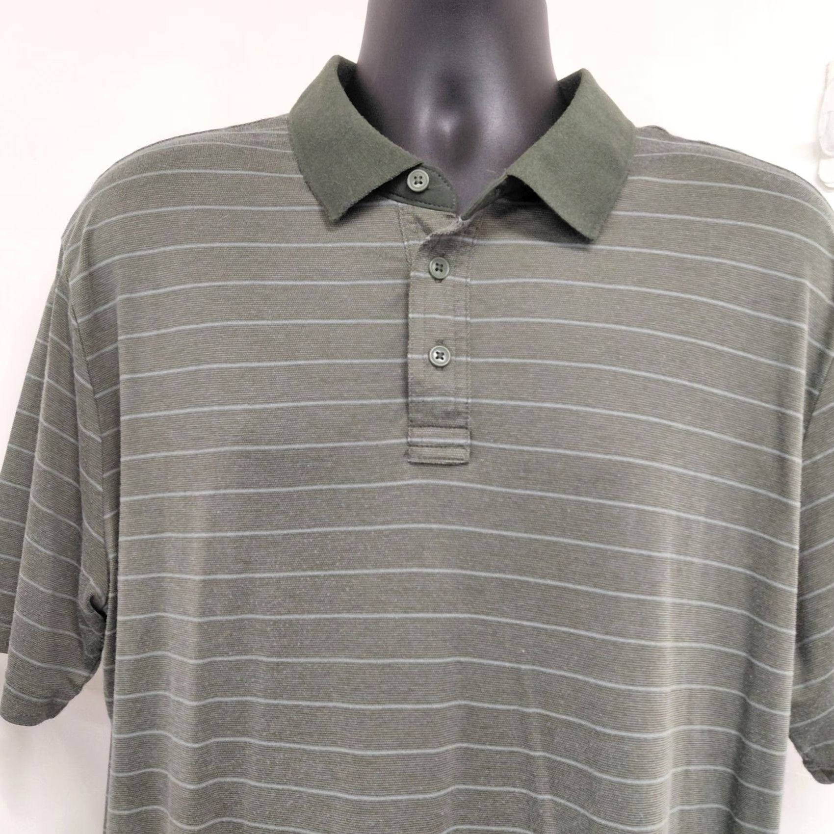Vintage Glacier Performance Polo Shirt Men 2XL Sage Green Striped Short Sleeve Polo Shirt Size US XXL / EU 58 / 5 - 4 Thumbnail
