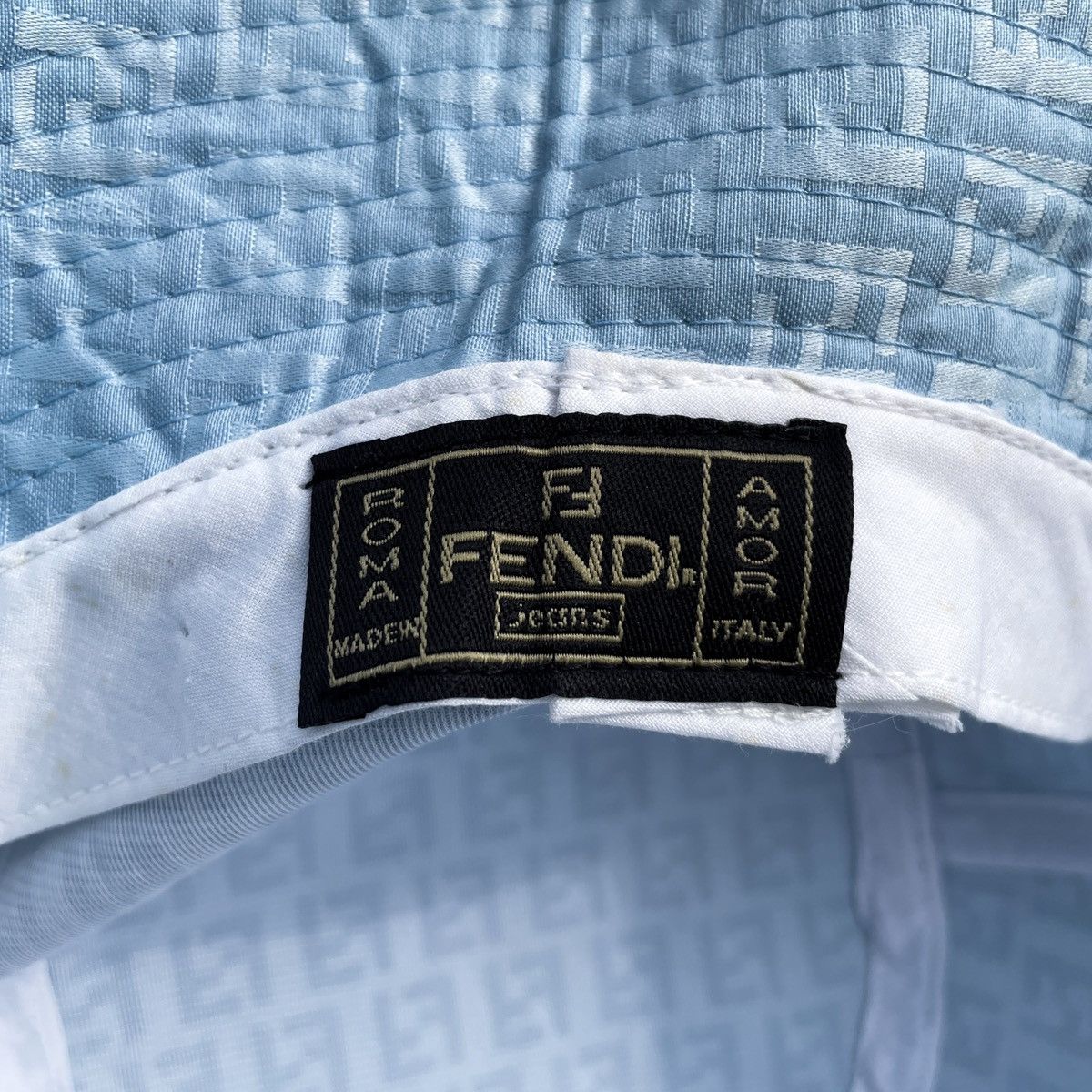 Fendi × Vintage Vintage Fendi Baby Blue “Zucchini” Monogram Bucket Hat Size ONE SIZE - 6 Thumbnail