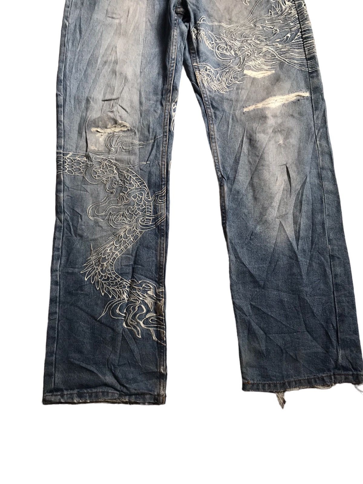 GOA FUGUTAITEN DISTRESSED DENIM DRAGON OVERPRINT Size US 30 / EU 46 - 4 Thumbnail