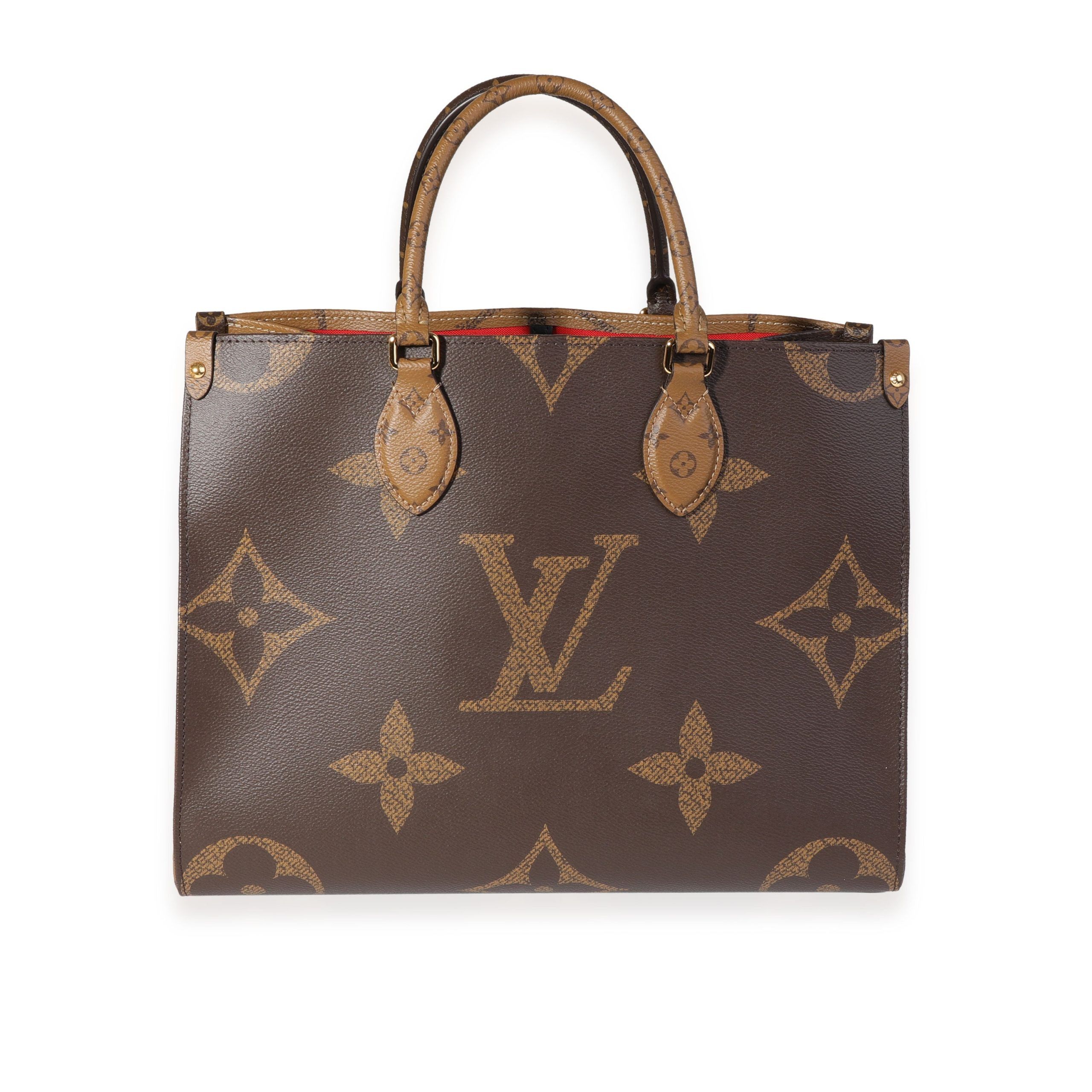 image of Louis Vuitton Monogram & Monogram Reverse Canvas Onthego Mm in Brown, Women's