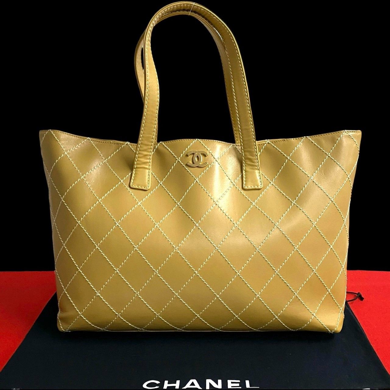 Chanel Chanel Wild Stitch Leather Tote Bag Leather Tote Bag in Yellow, Women's