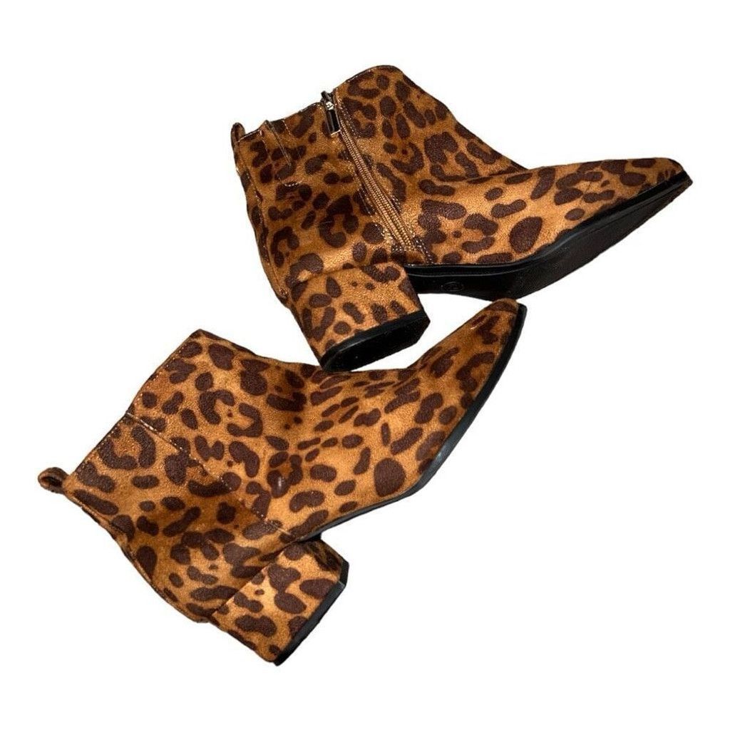 Other A New Day Valerie Microsuede Leopard Print Ankle Boots Size US 6 / IT 36 - 4 Thumbnail