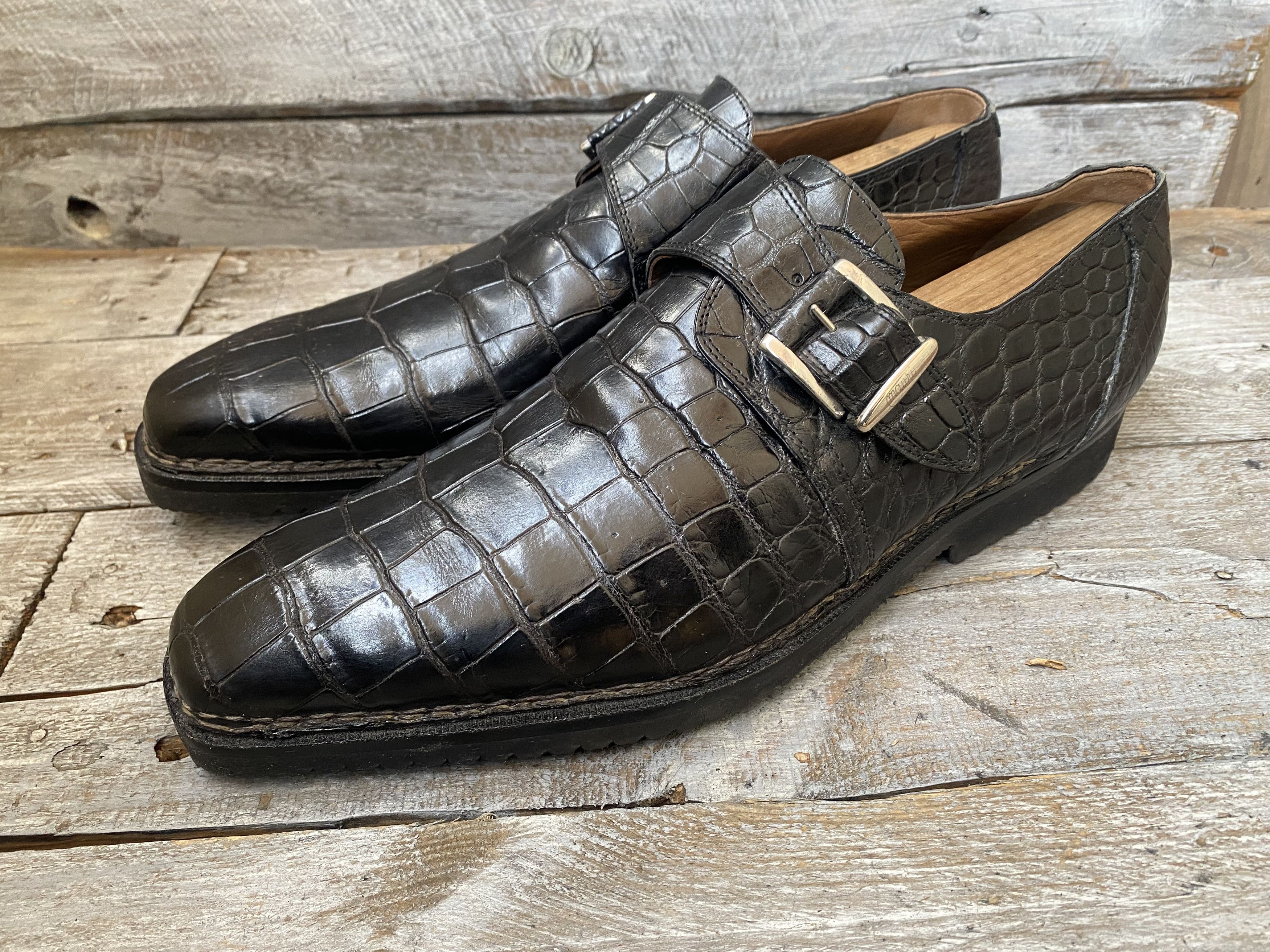 Mauri exotic alligator monkstrap dress shoes sz 10