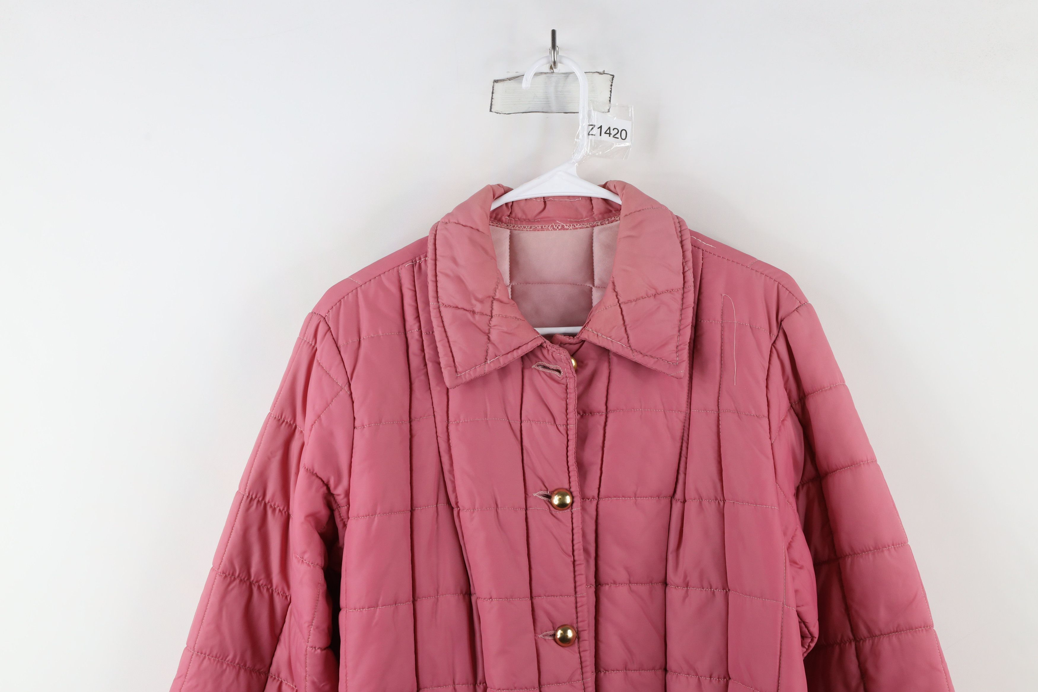 Vintage Vintage 70s Streetwear Quilted Belted Puffer Jacket Pink USA Size L / US 10 / IT 46 - 2 Thumbnail