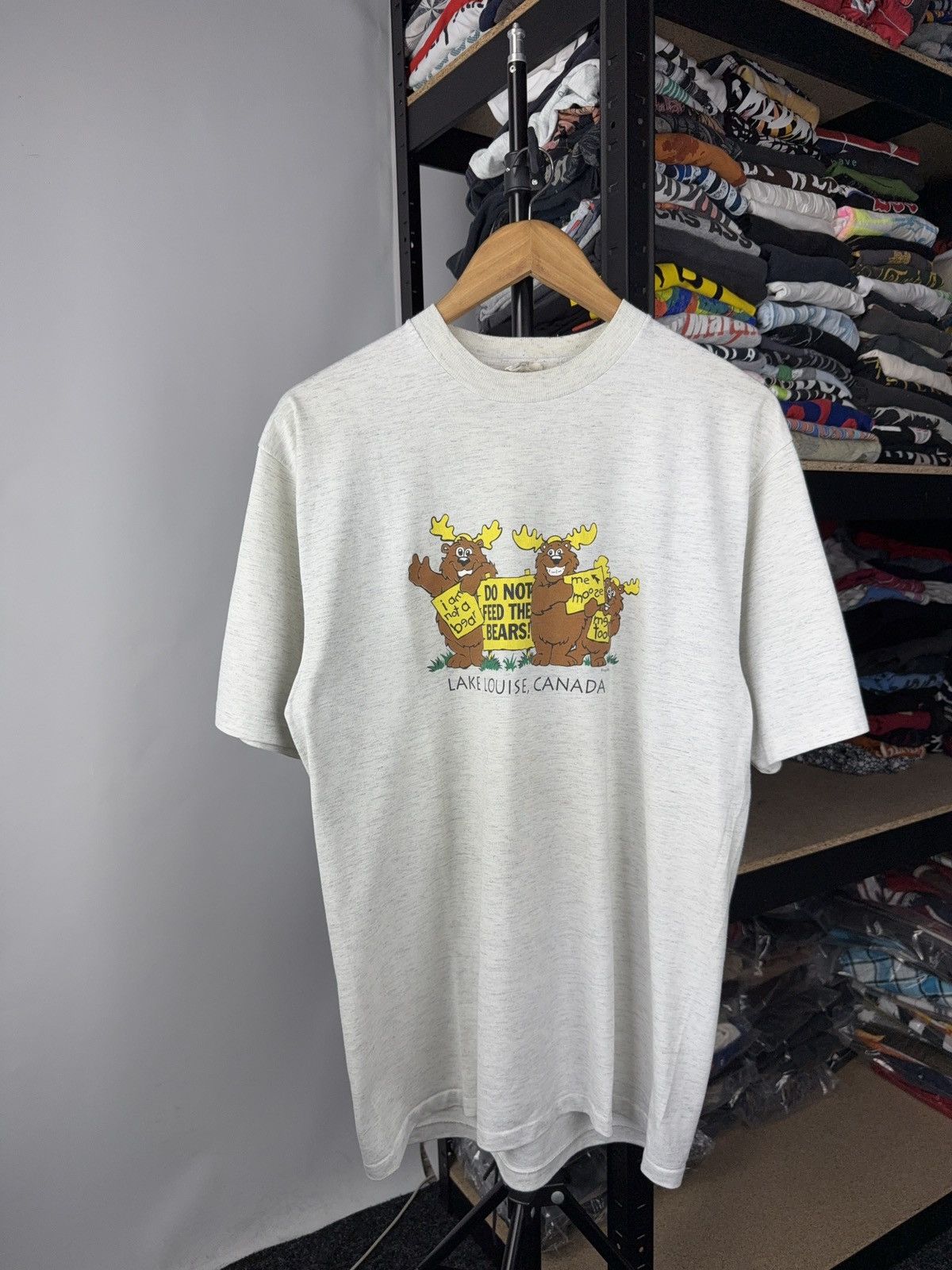 The Mountain Vintage 90s Retro Humour Print Lake Louise CANADA Tee Shirt Size US L / EU 52-54 / 3 - 1 Thumbnail