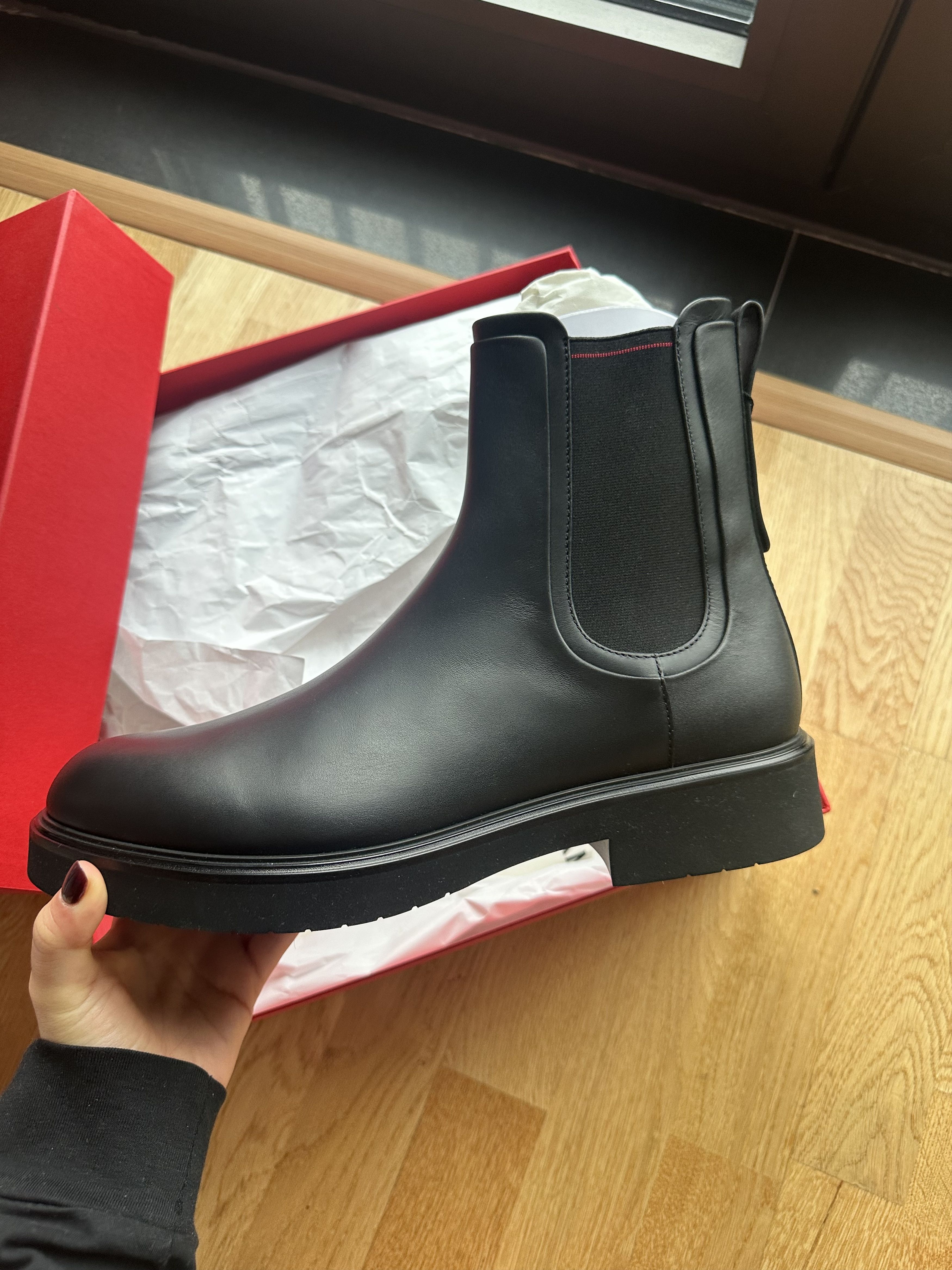 Salvatore Ferragamo Ferragamo “Cezanne” Black Leather Chelsea Boots Size US 10 / EU 43 - 2 Thumbnail