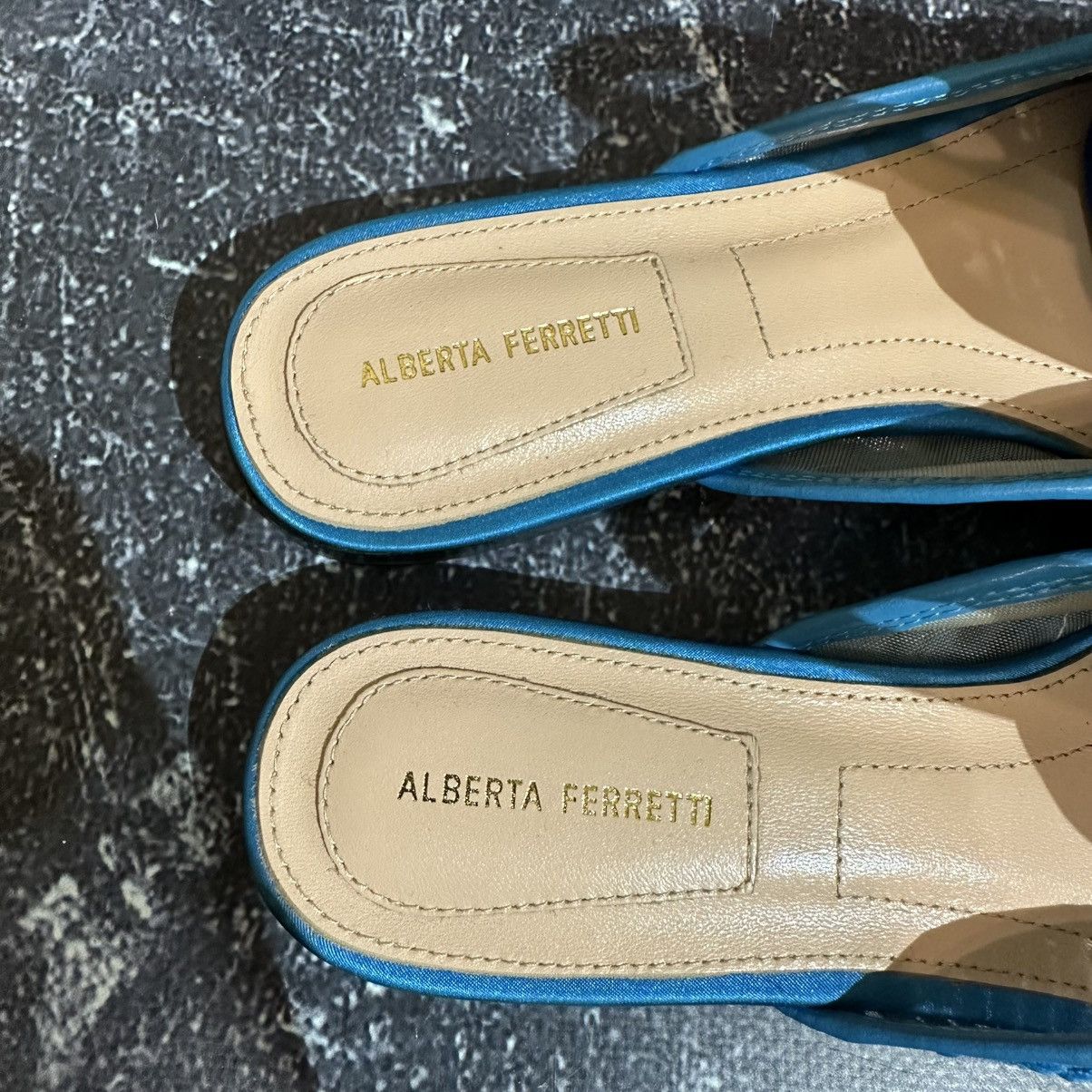 Alberta Ferretti Alberta Ferretti Blue Lace and Satin trim Flat mules size 41 Size US 11 / IT 41 - 9 Thumbnail
