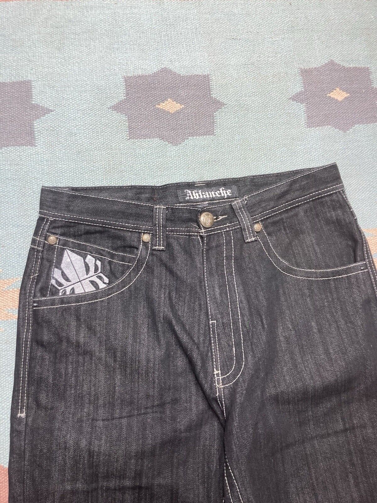 Vintage y2k baggy jeans ablanche embroidered cyber goth skate 36x31 Size US 36 / EU 52 - 5 Thumbnail