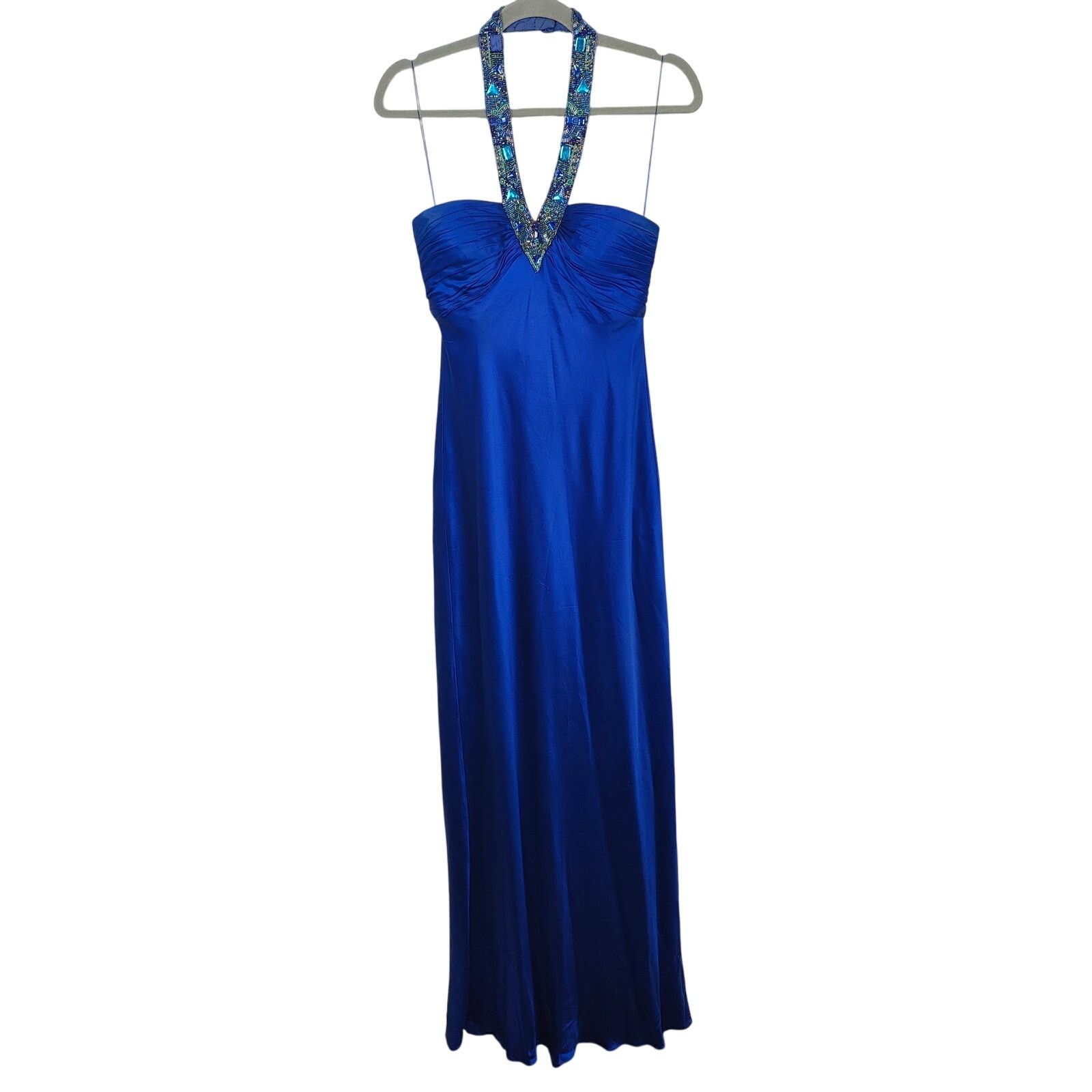 Other Vintage Y2K Cache Maxi Dress Womens 6 Peacock Blue Halter Size M / US 6-8 / IT 42-44 - 1 Thumbnail