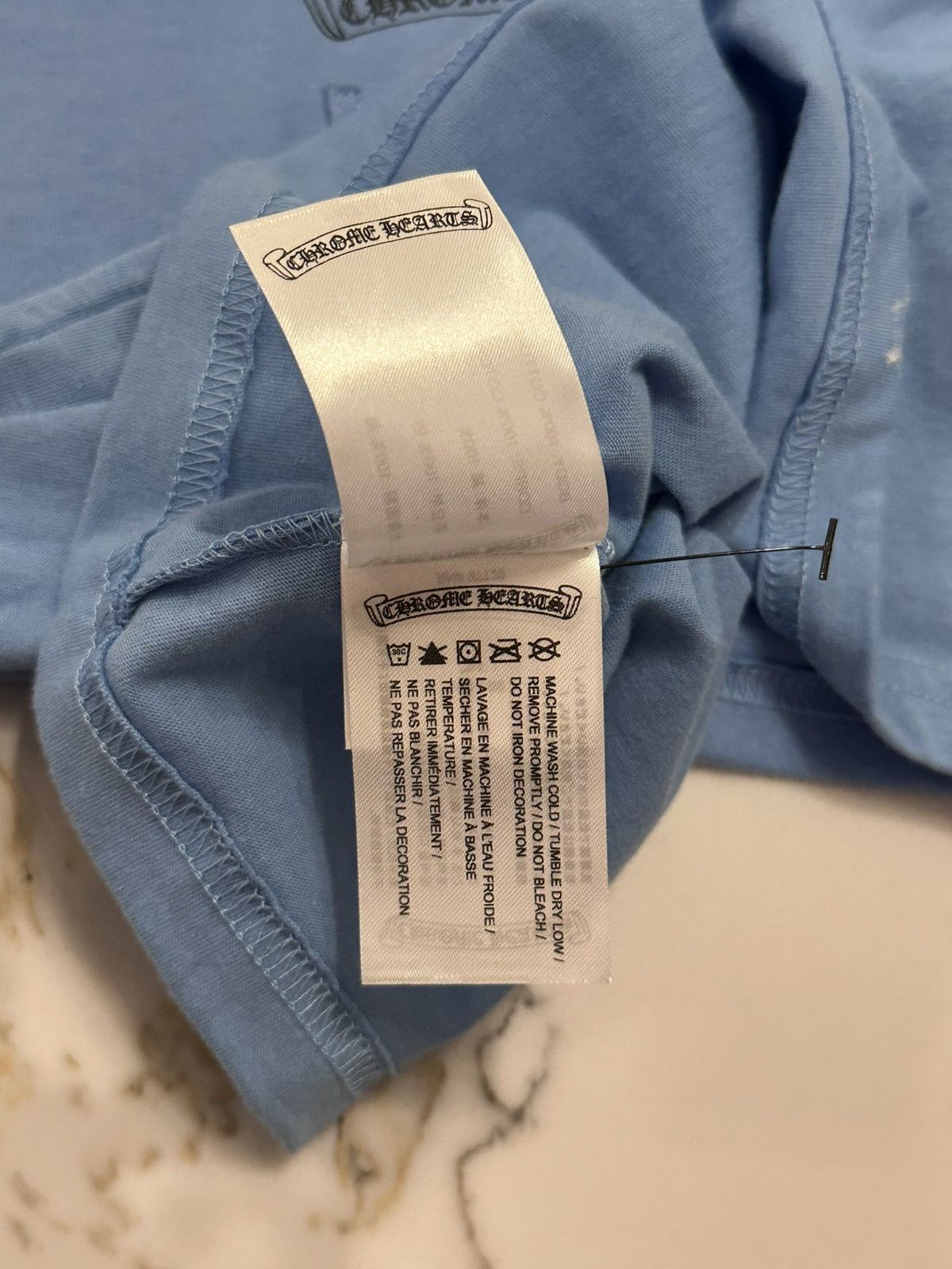 Chrome Hearts Chrome Hearts Blue Scroll Logo Short Sleeve Tee Size US XXS / EU 40 - 7 Thumbnail