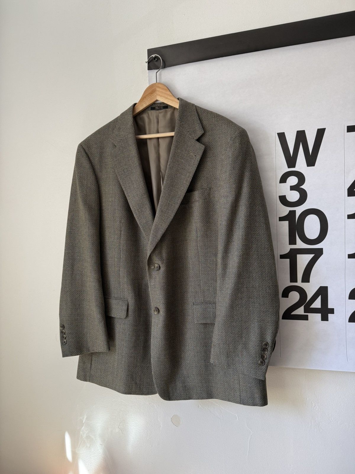 Hart Schaffner Marx Nordstrom Houndstooth Wool Sport Coat Blazer Size 46R - 2 Thumbnail