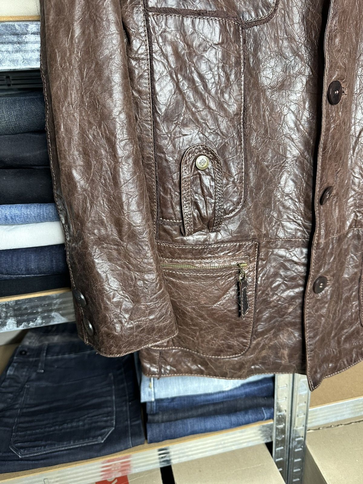 Fratelli Rossetti Fratelli Rossetti Brown Military Leather Jacket Size 48 Size US M / EU 48-50 / 2 - 9 Thumbnail