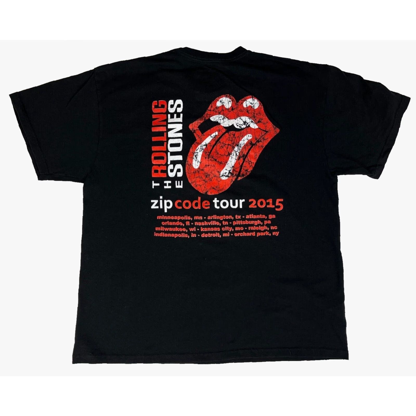 Vintage VINTAGE The Rolling Stones Zip Code Tour 2015 T-Shirt Double-Sided XL Black Cotton Crew Neck Short Sleeve Men Size XL Rock Music Graphic Print Shirt Size US XL / EU 56 / 4 - 2 Thumbnail