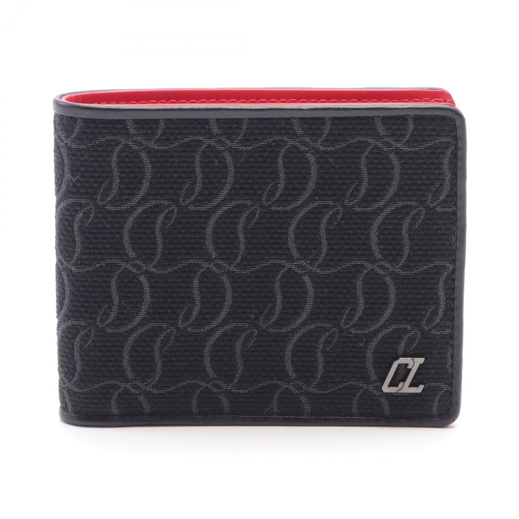 Christian Louboutin Christian Louboutin Bi-Fold Wallet Canvas Leather Black Size ONE SIZE - 1 Thumbnail