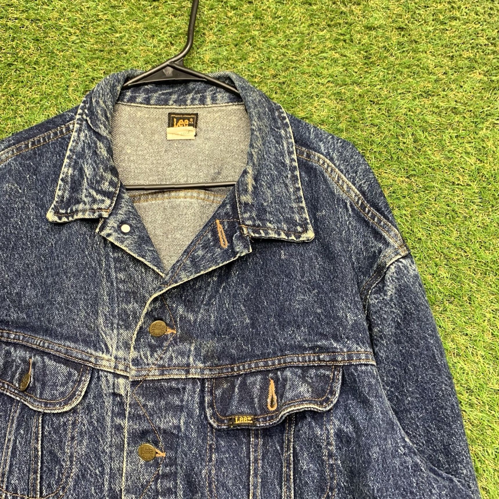 Lee VINTAGE Lee Union Made Denim Trucker Jacket Mens XL USA Made 90s Blue Jean Jacket Workwear Lee PATD-153438 Size US 36 / EU 52 - 3 Thumbnail
