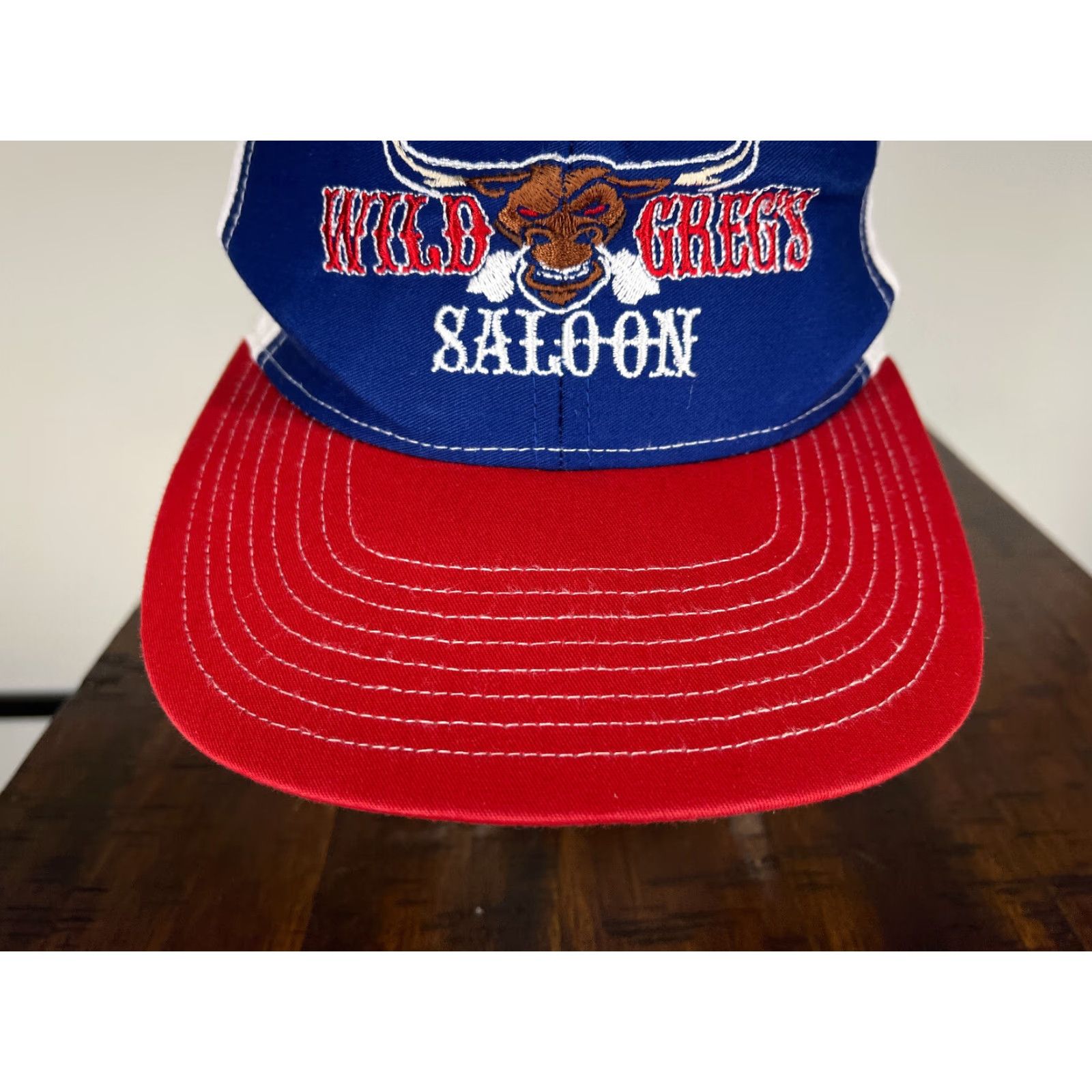 Vintage Wild Gregs Saloon Hat Snap Back Adult One Size Blue Red Cotton Poly Blend Size ONE SIZE - 3 Thumbnail